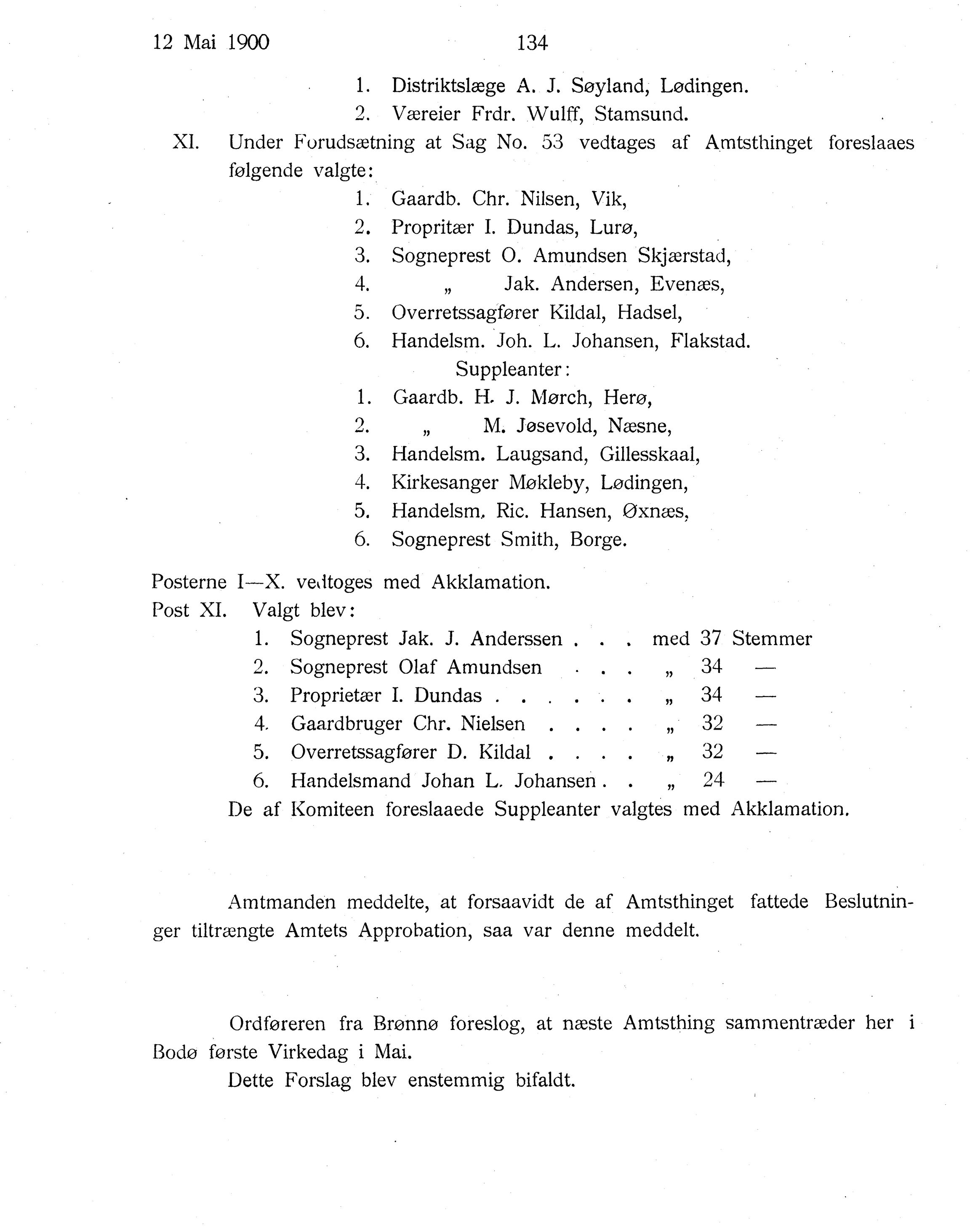 Nordland Fylkeskommune. Fylkestinget, AIN/NFK-17/176/A/Ac/L0023: Fylkestingsforhandlinger 1900, 1900