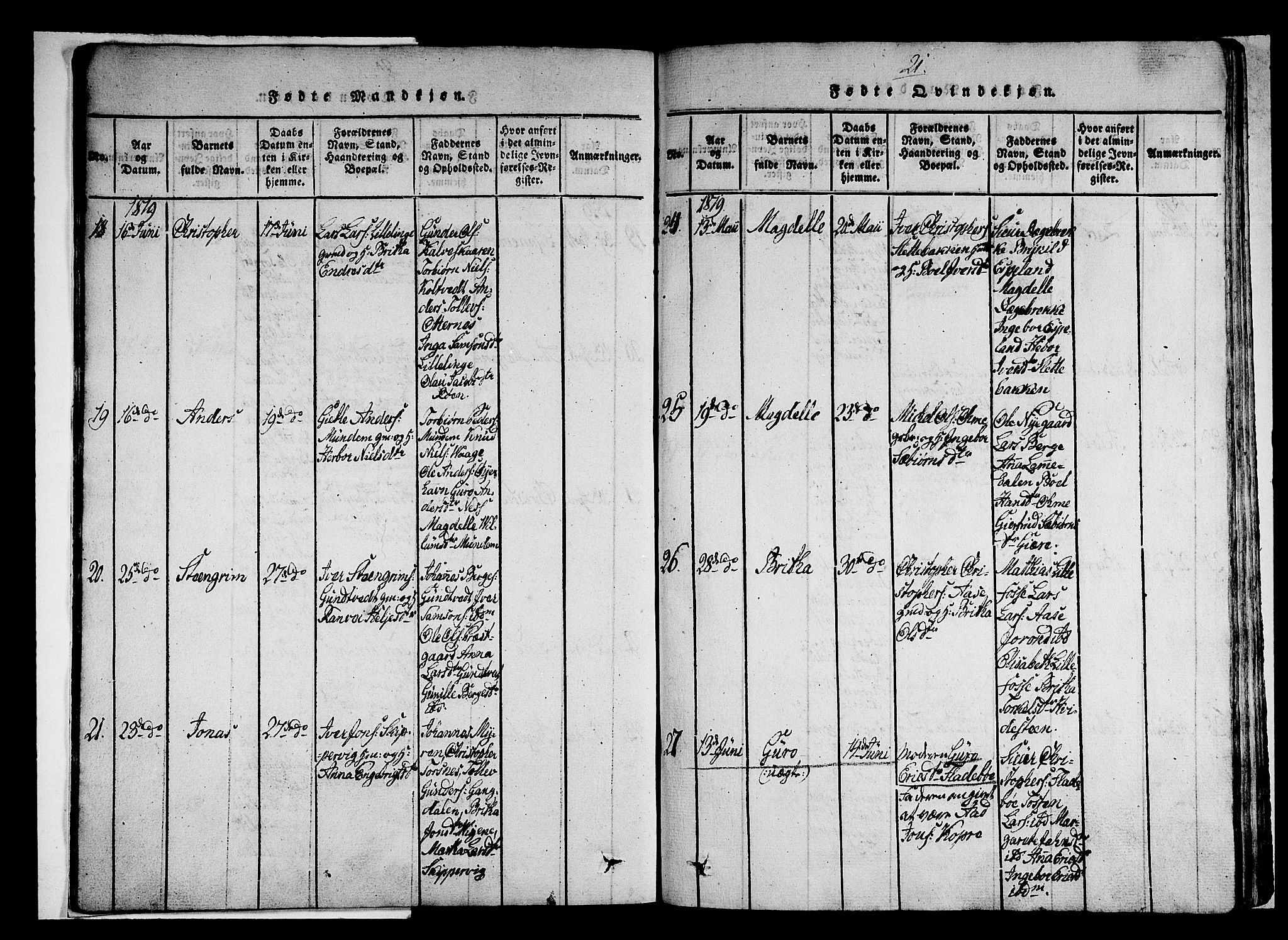 Strandebarm sokneprestembete, AV/SAB-A-78401/H/Haa: Parish register (official) no. A 5, 1816-1826, p. 21