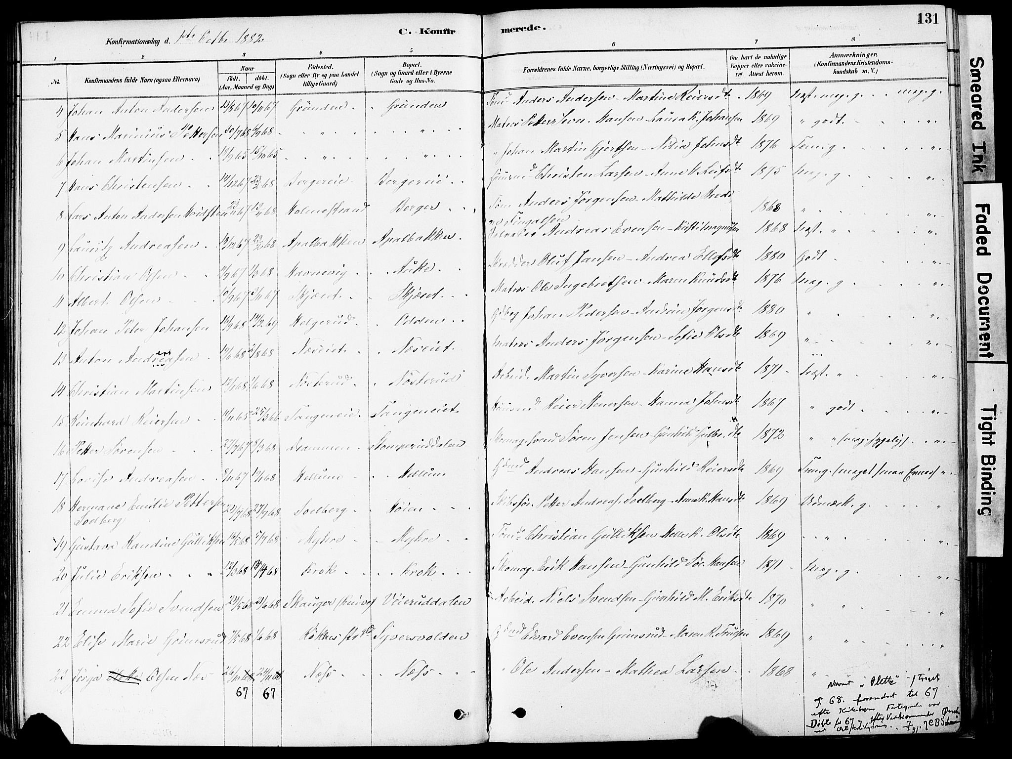 Strømm kirkebøker, AV/SAKO-A-322/F/Fa/L0004: Parish register (official) no. I 4, 1878-1899, p. 131