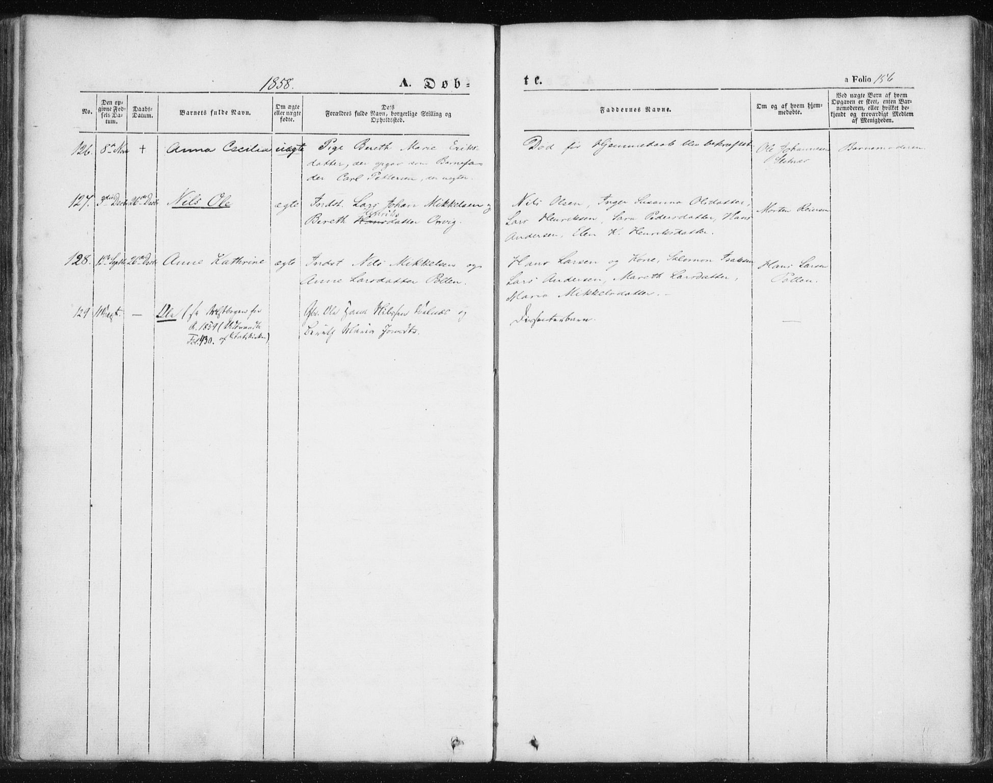 Lyngen sokneprestembete, SATØ/S-1289/H/He/Hea/L0004kirke: Parish register (official) no. 4, 1839-1858, p. 156