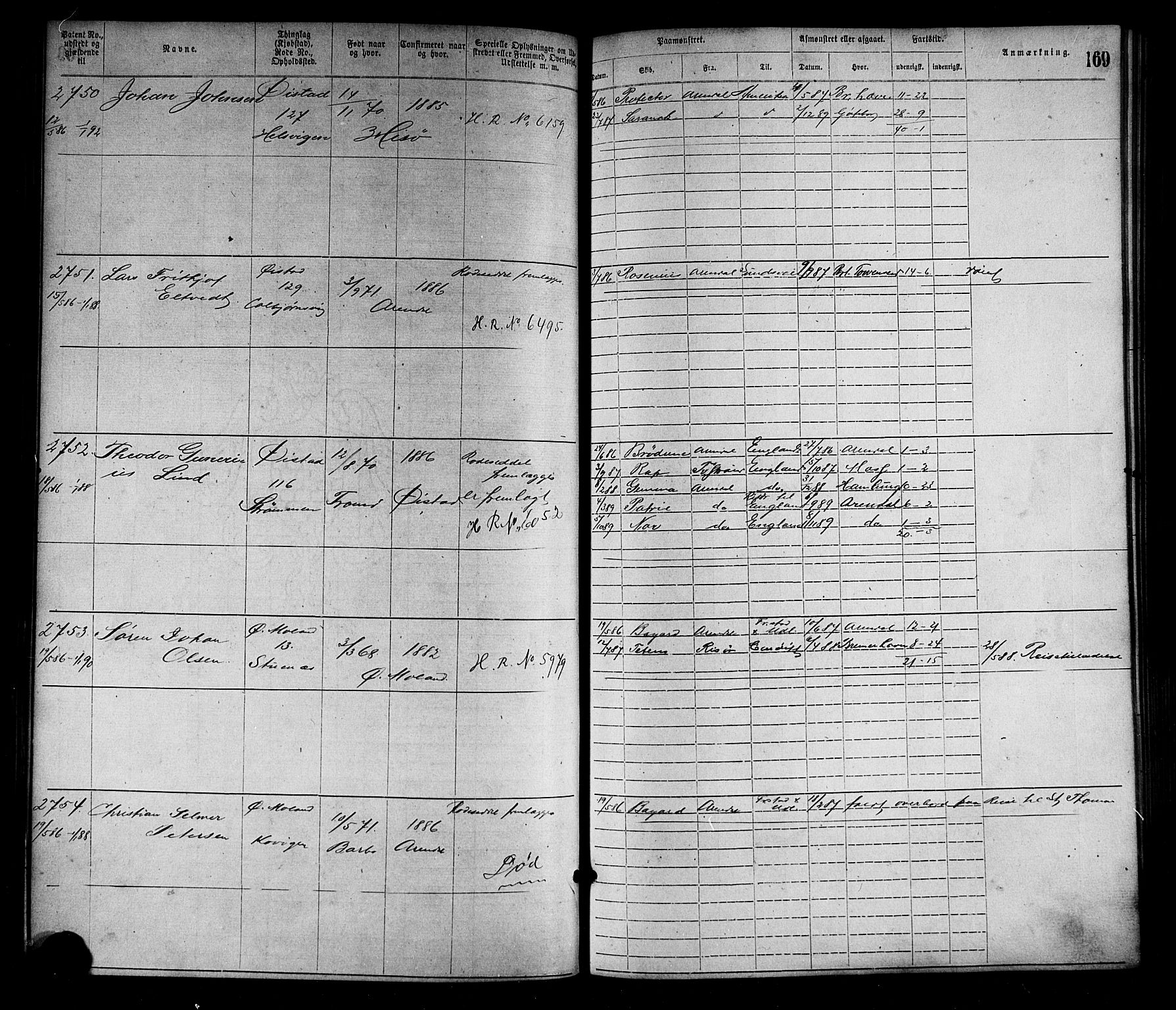 Arendal mønstringskrets, SAK/2031-0012/F/Fa/L0003: Annotasjonsrulle nr 1911-3827 med register, S-3, 1880-1892, p. 199