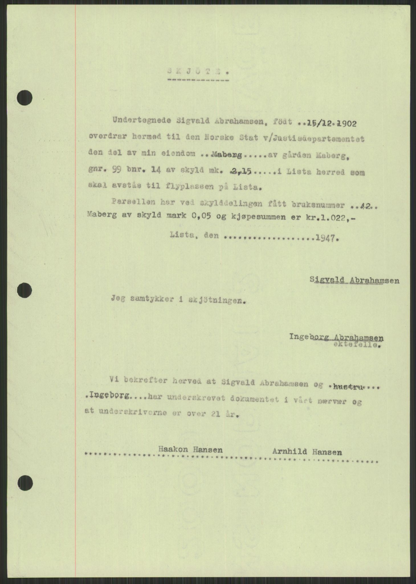 Forsvarsdepartementet, 10. kontor / Oppgjørskontoret, AV/RA-RAFA-1225/D/Db/L0182: Lista oppgjørskontor, 1942-1950, p. 59