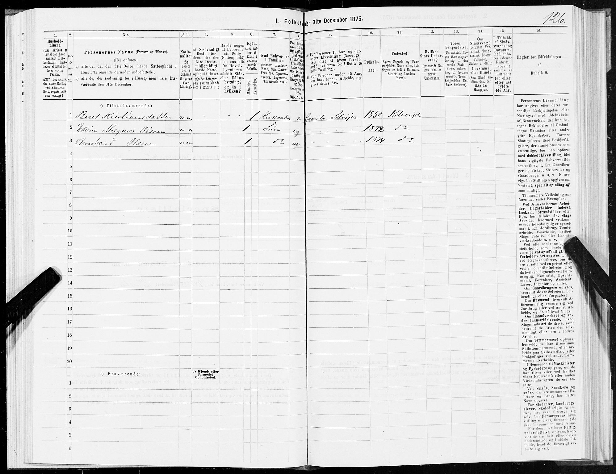 SAT, 1875 census for 1752P Kolvereid, 1875, p. 2126
