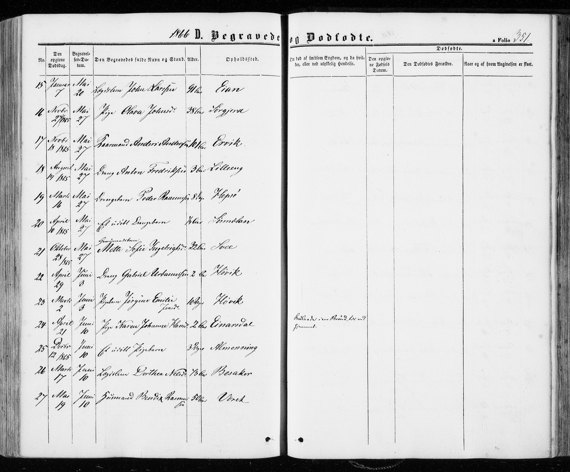 Ministerialprotokoller, klokkerbøker og fødselsregistre - Sør-Trøndelag, SAT/A-1456/657/L0705: Parish register (official) no. 657A06, 1858-1867, p. 351