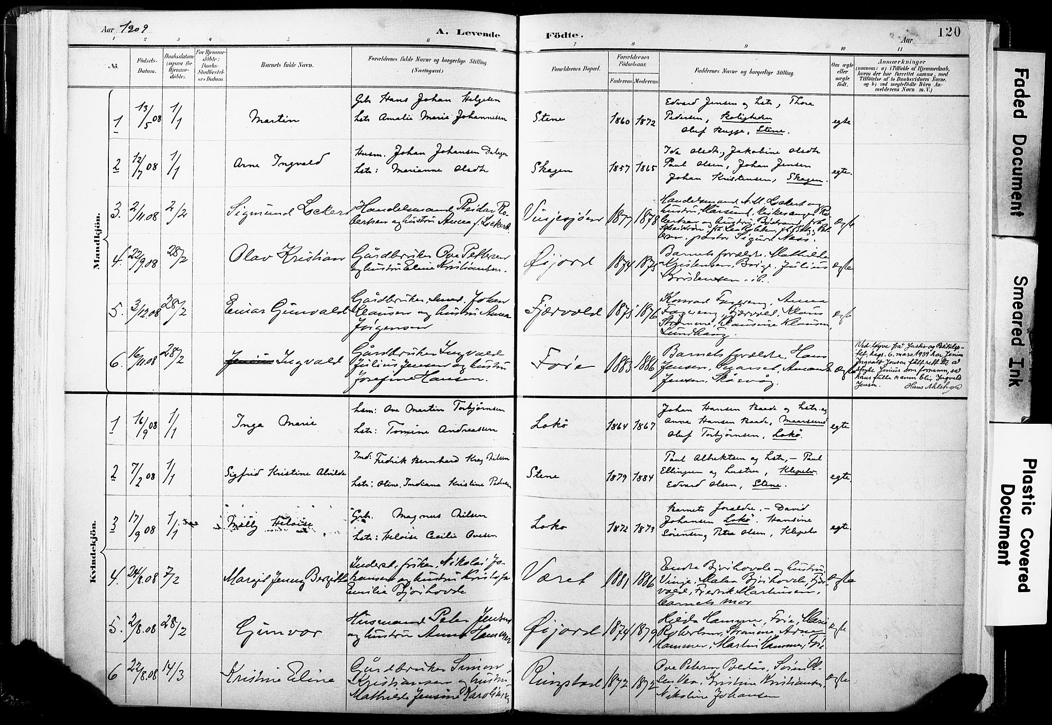 Ministerialprotokoller, klokkerbøker og fødselsregistre - Nordland, SAT/A-1459/891/L1304: Parish register (official) no. 891A09, 1895-1921, p. 120