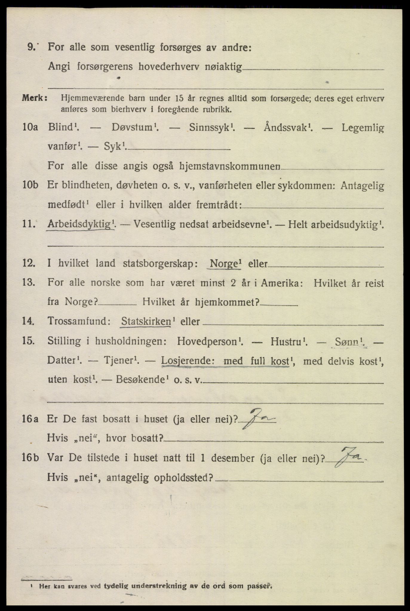 SAK, 1920 census for Vennesla, 1920, p. 967