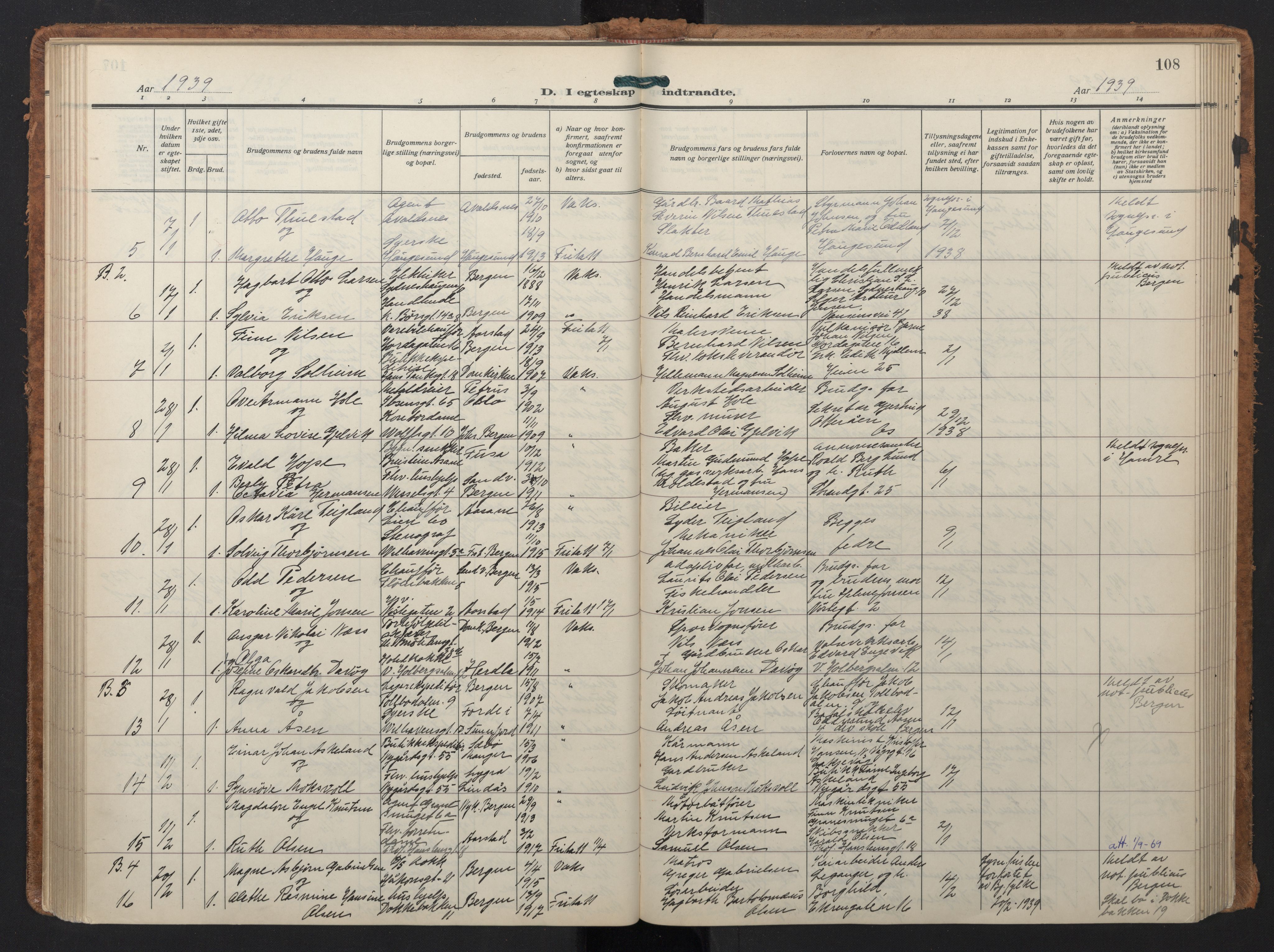 Johanneskirken sokneprestembete, AV/SAB-A-76001/H/Hab: Parish register (copy) no. C 3, 1929-1949, p. 107b-108a