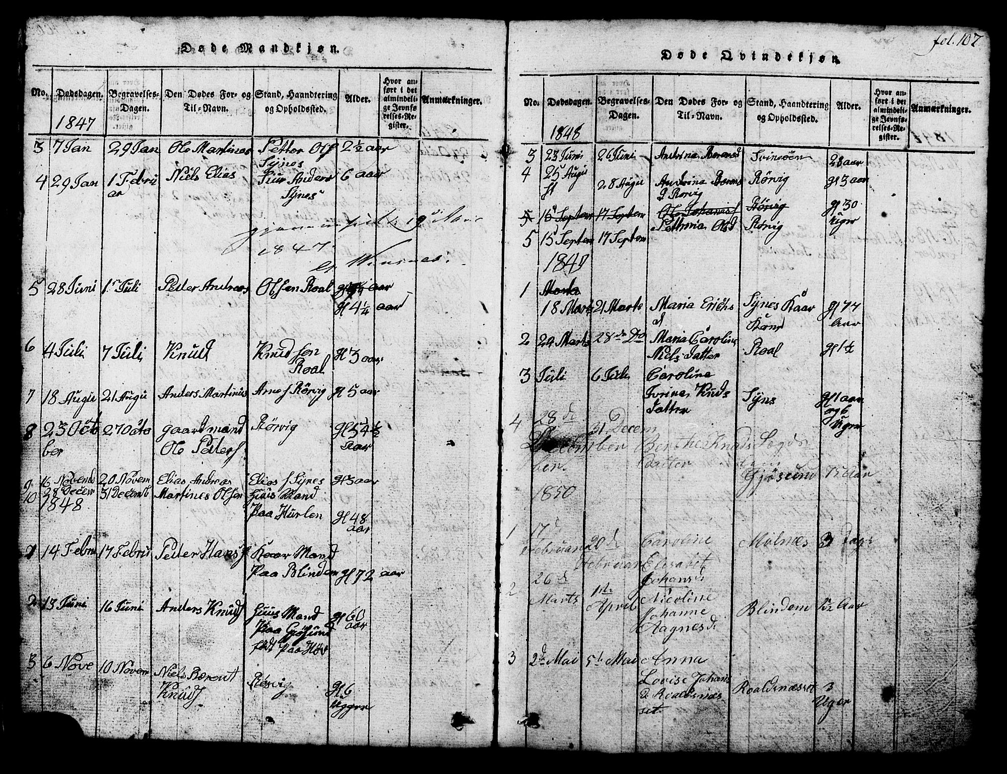 Ministerialprotokoller, klokkerbøker og fødselsregistre - Møre og Romsdal, SAT/A-1454/537/L0520: Parish register (copy) no. 537C01, 1819-1868, p. 107