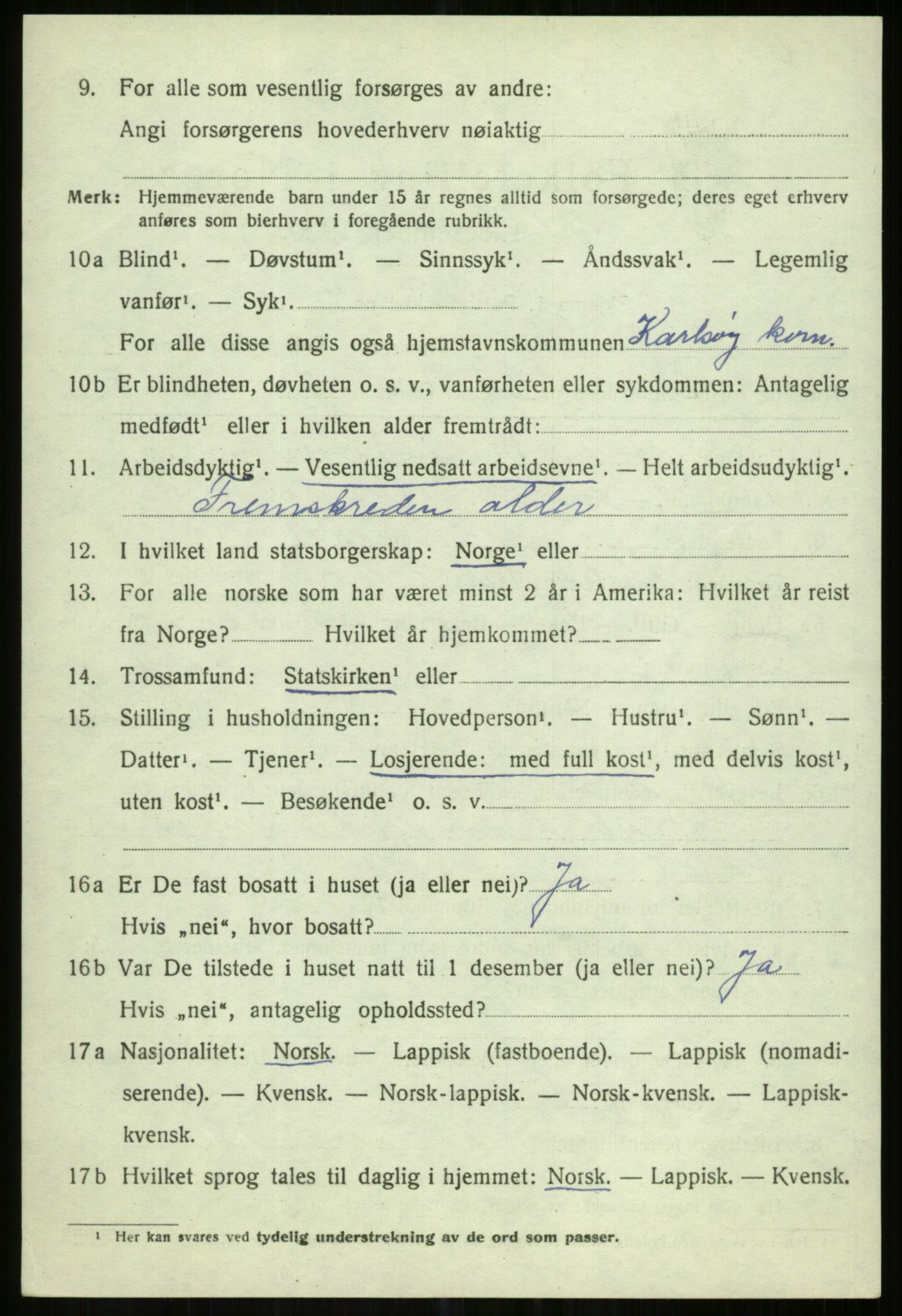 SATØ, 1920 census for Karlsøy, 1920, p. 1175