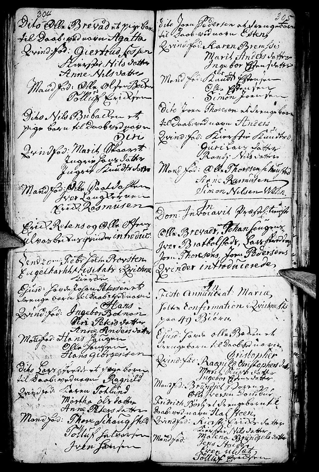 Kvikne prestekontor, SAH/PREST-064/H/Ha/Haa/L0001: Parish register (official) no. 1, 1740-1756, p. 304-305