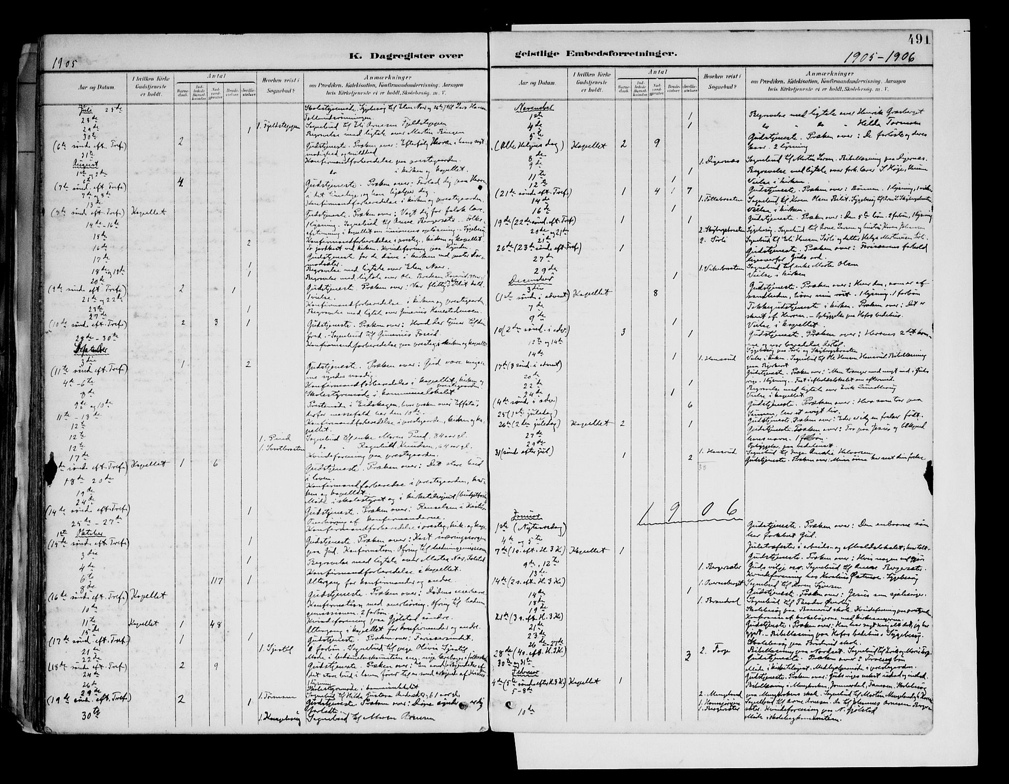 Brandval prestekontor, SAH/PREST-034/H/Ha/Haa/L0003: Parish register (official) no. 3, 1894-1909, p. 491