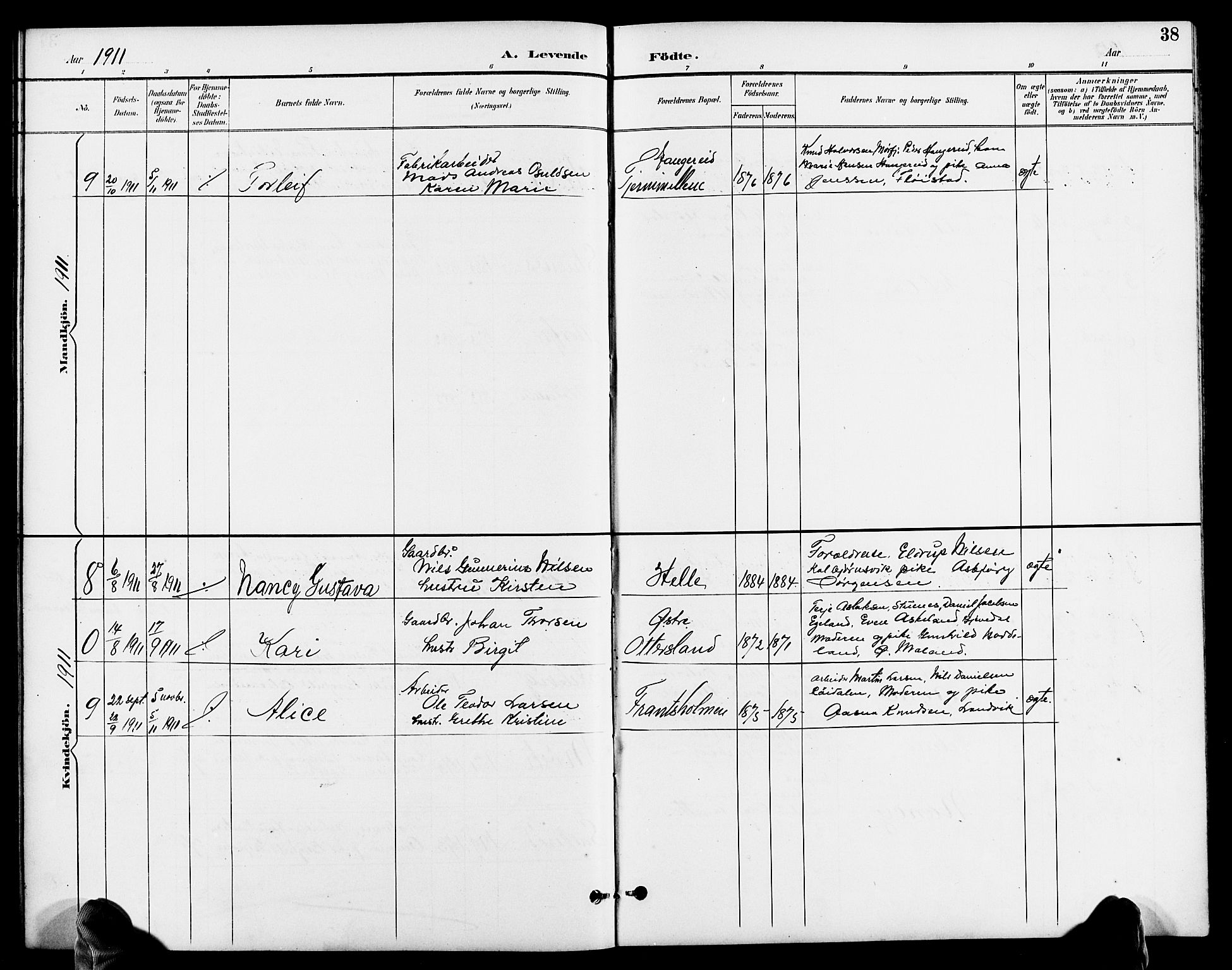 Austre Moland sokneprestkontor, AV/SAK-1111-0001/F/Fb/Fbb/L0002: Parish register (copy) no. B 2, 1894-1918, p. 38