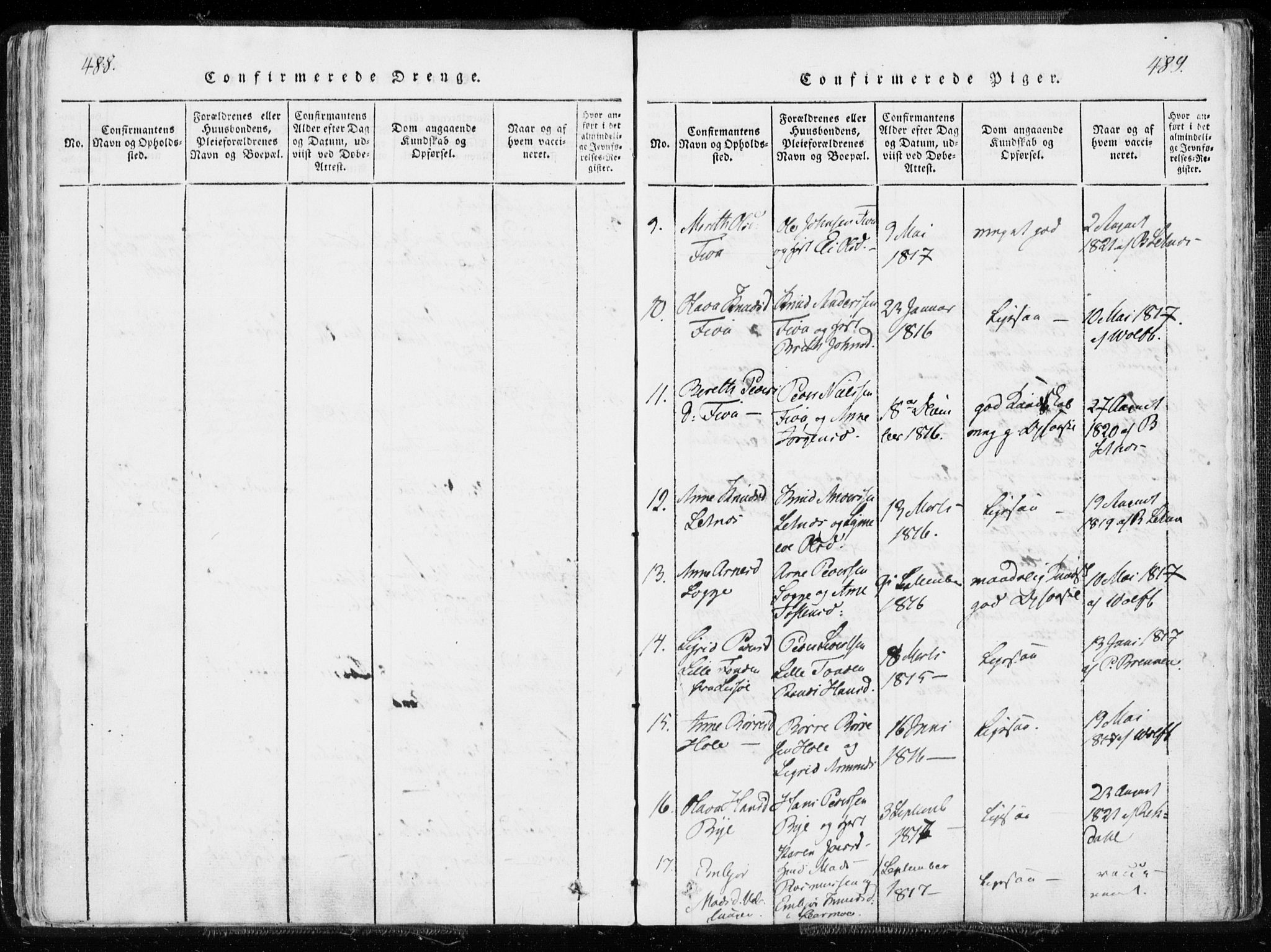 Ministerialprotokoller, klokkerbøker og fødselsregistre - Møre og Romsdal, SAT/A-1454/544/L0571: Parish register (official) no. 544A04, 1818-1853, p. 488-489