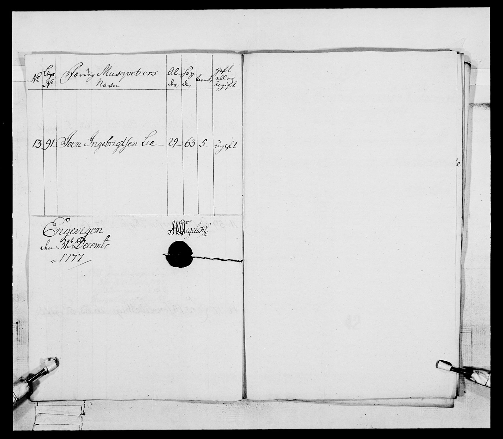 Generalitets- og kommissariatskollegiet, Det kongelige norske kommissariatskollegium, AV/RA-EA-5420/E/Eh/L0094: 2. Bergenhusiske nasjonale infanteriregiment, 1776-1779, p. 156