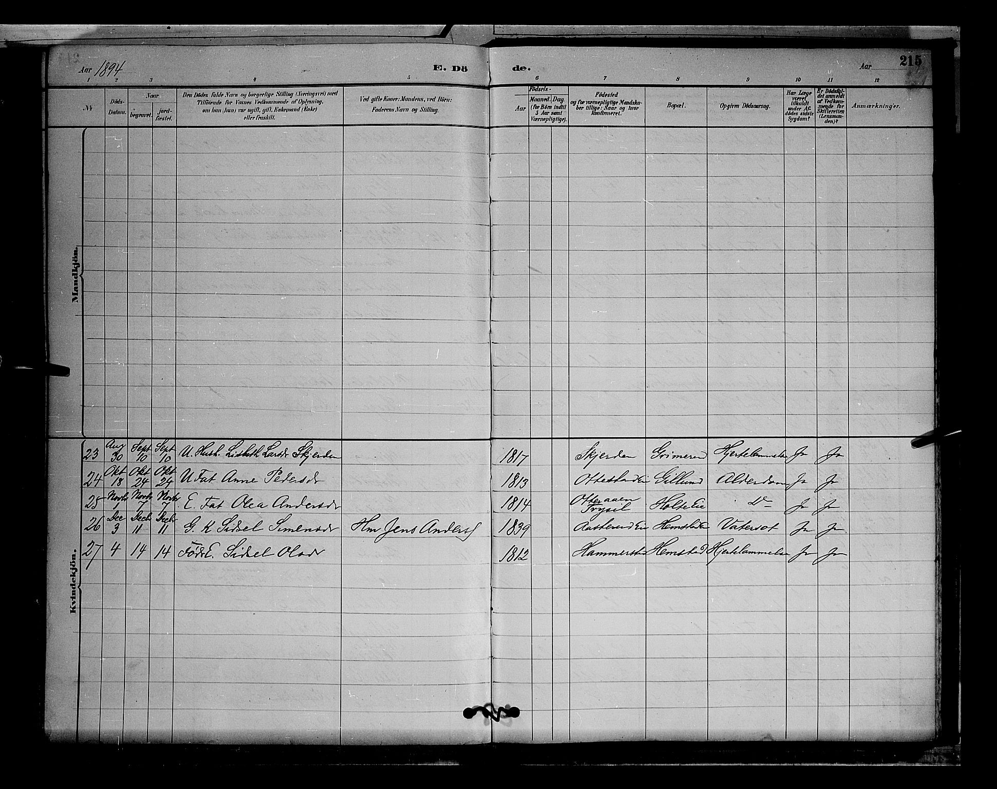 Stange prestekontor, AV/SAH-PREST-002/L/L0009: Parish register (copy) no. 9, 1883-1899, p. 215