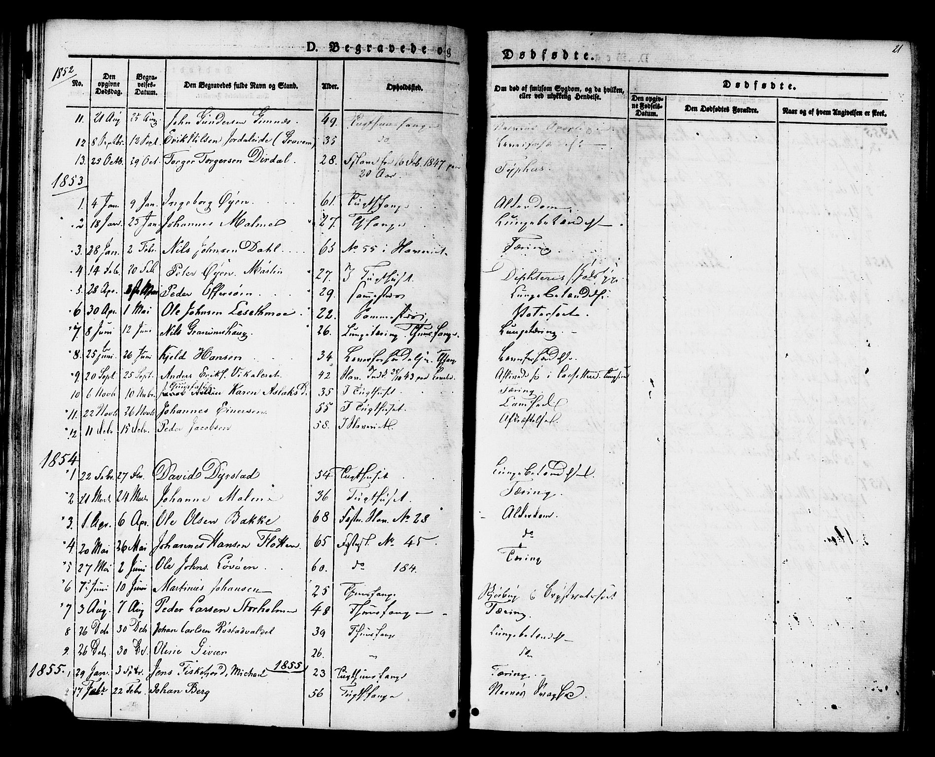 Ministerialprotokoller, klokkerbøker og fødselsregistre - Sør-Trøndelag, SAT/A-1456/624/L0480: Parish register (official) no. 624A01, 1841-1864, p. 21
