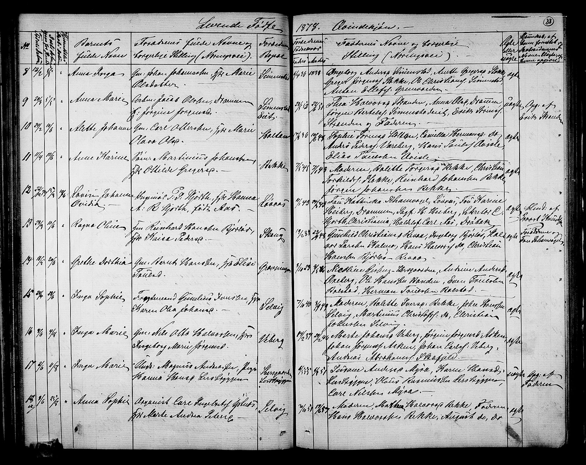 Sande Kirkebøker, AV/SAKO-A-53/G/Ga/L0003: Parish register (copy) no. 3, 1864-1882, p. 88