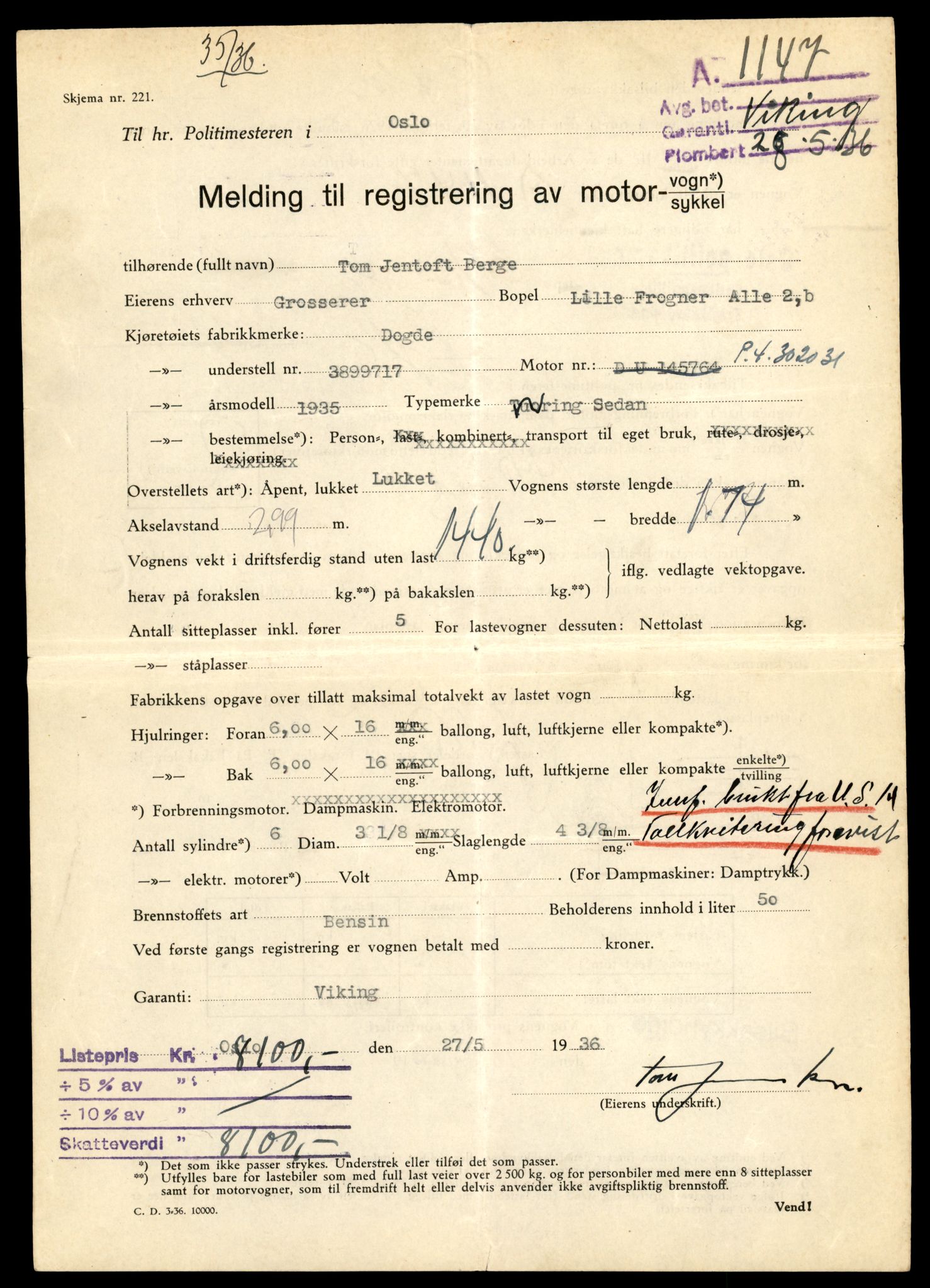 Møre og Romsdal vegkontor - Ålesund trafikkstasjon, AV/SAT-A-4099/F/Fe/L0022: Registreringskort for kjøretøy T 10584 - T 10694, 1927-1998, p. 1155