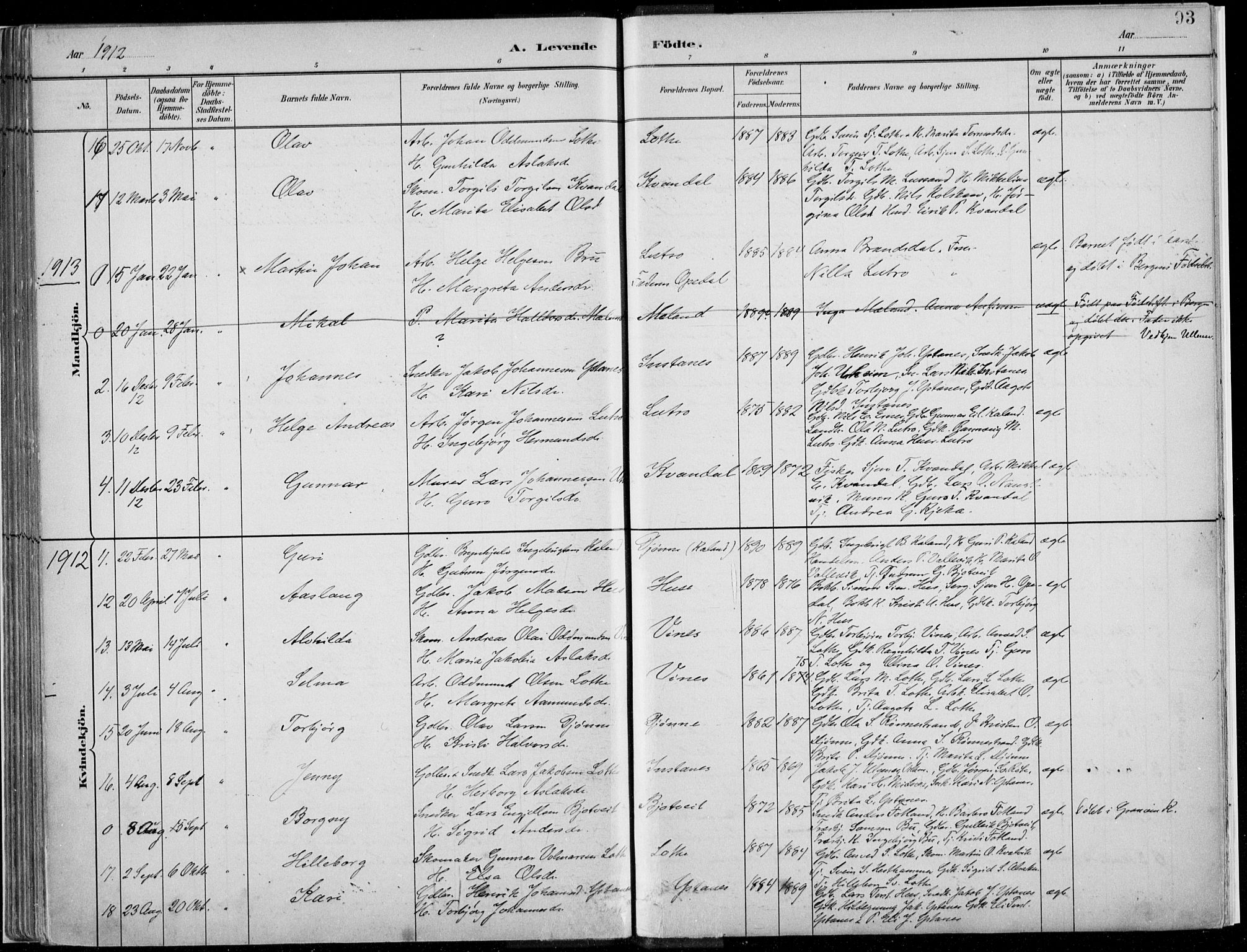 Ullensvang sokneprestembete, SAB/A-78701/H/Haa: Parish register (official) no. E  1, 1882-1921, p. 93