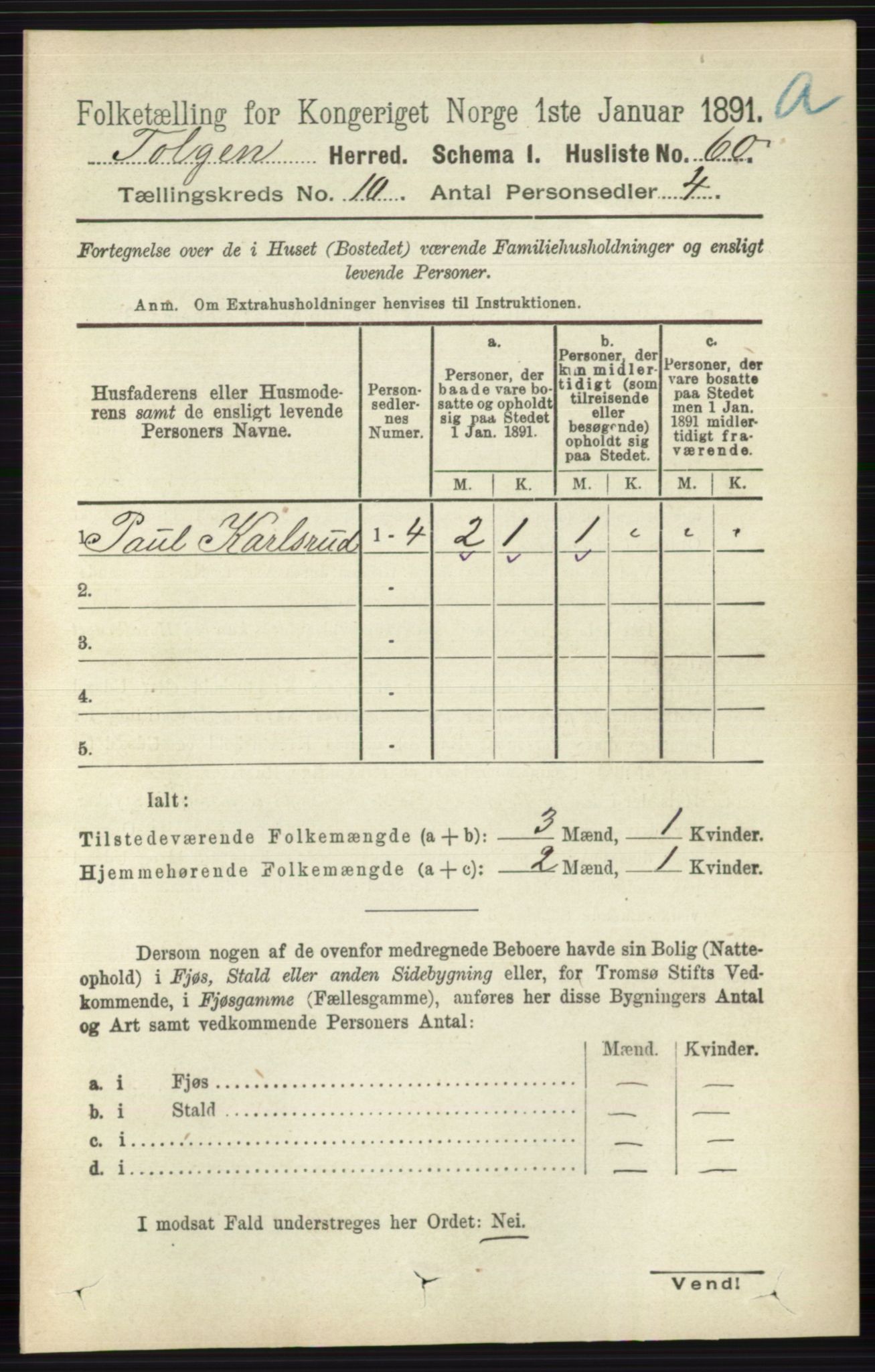 RA, 1891 census for 0436 Tolga, 1891, p. 2682