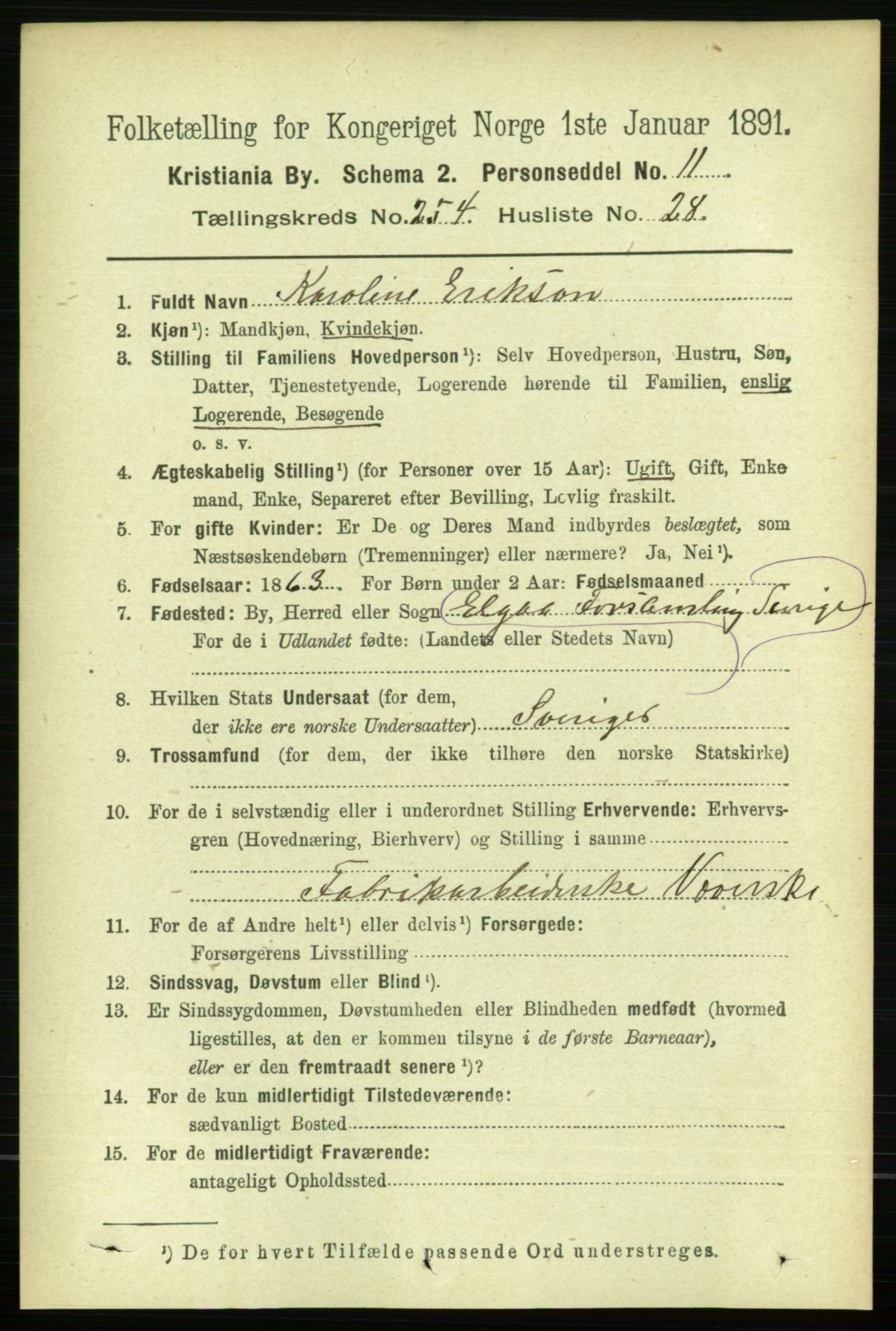 RA, 1891 census for 0301 Kristiania, 1891, p. 154808