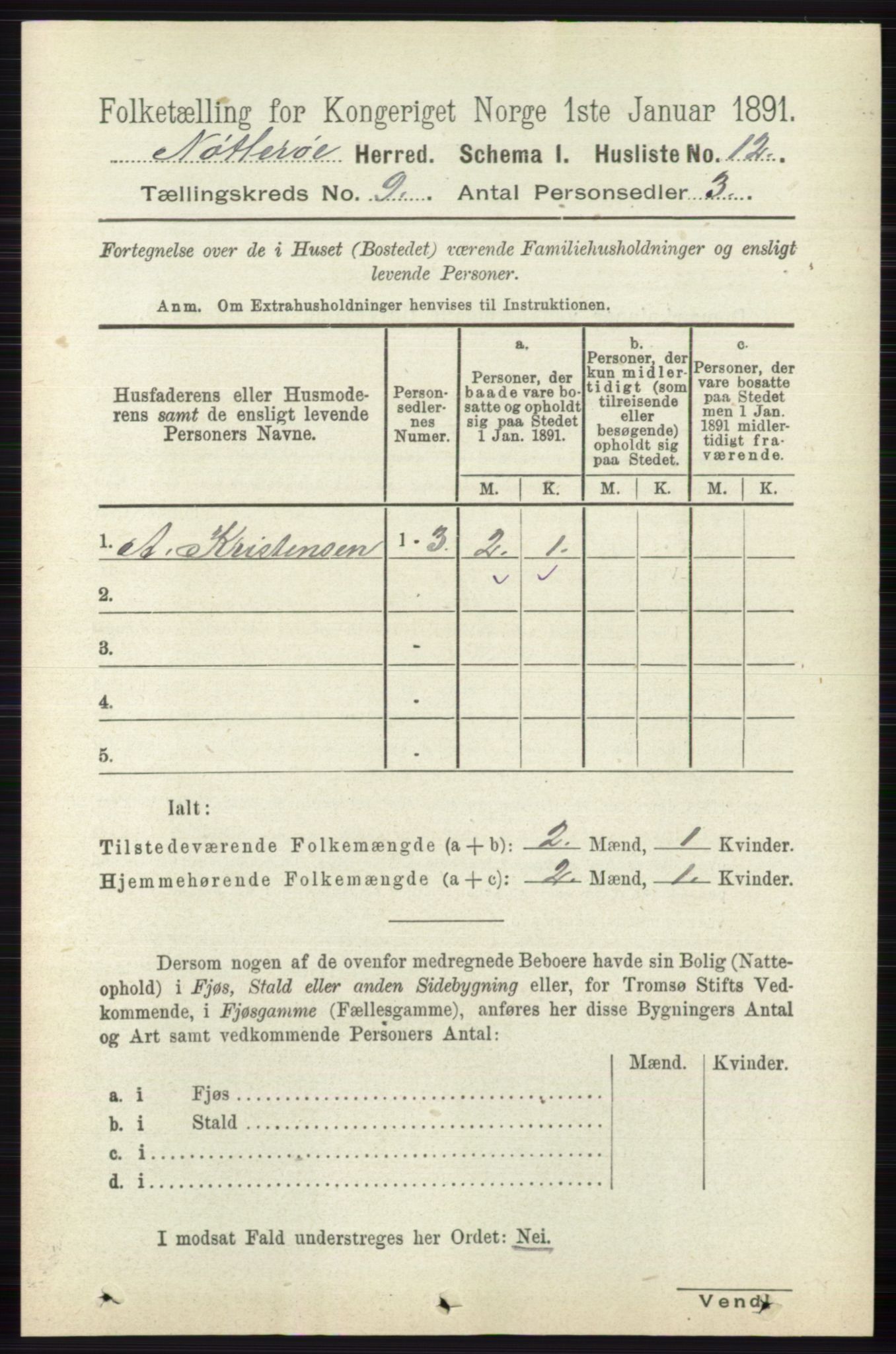 RA, 1891 census for 0722 Nøtterøy, 1891, p. 4466