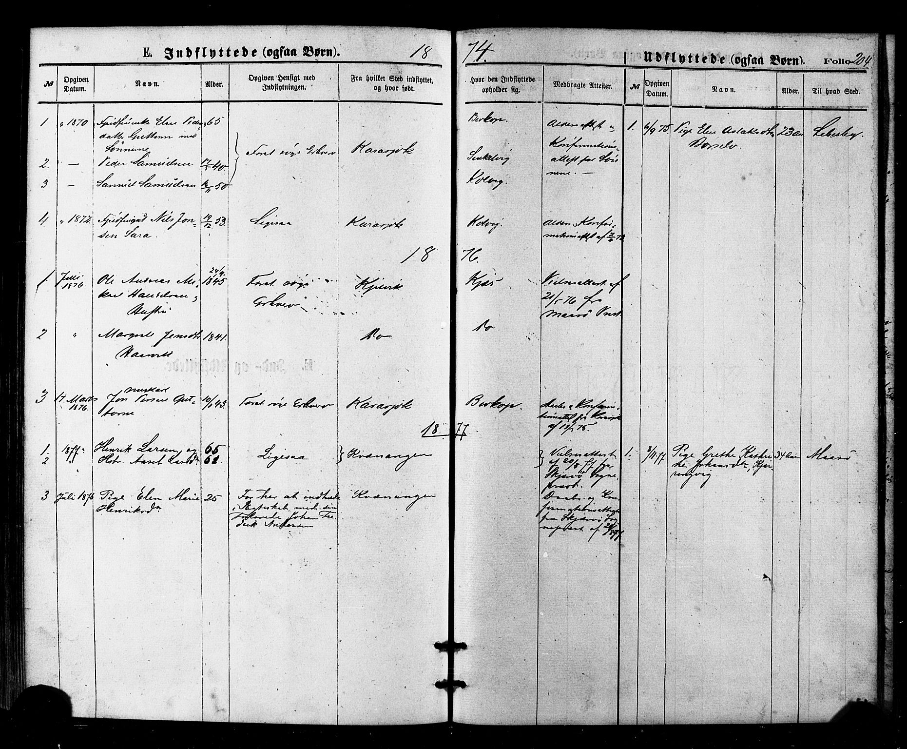 Kistrand/Porsanger sokneprestembete, SATØ/S-1351/H/Ha/L0006.kirke: Parish register (official) no. 6, 1875-1880, p. 204