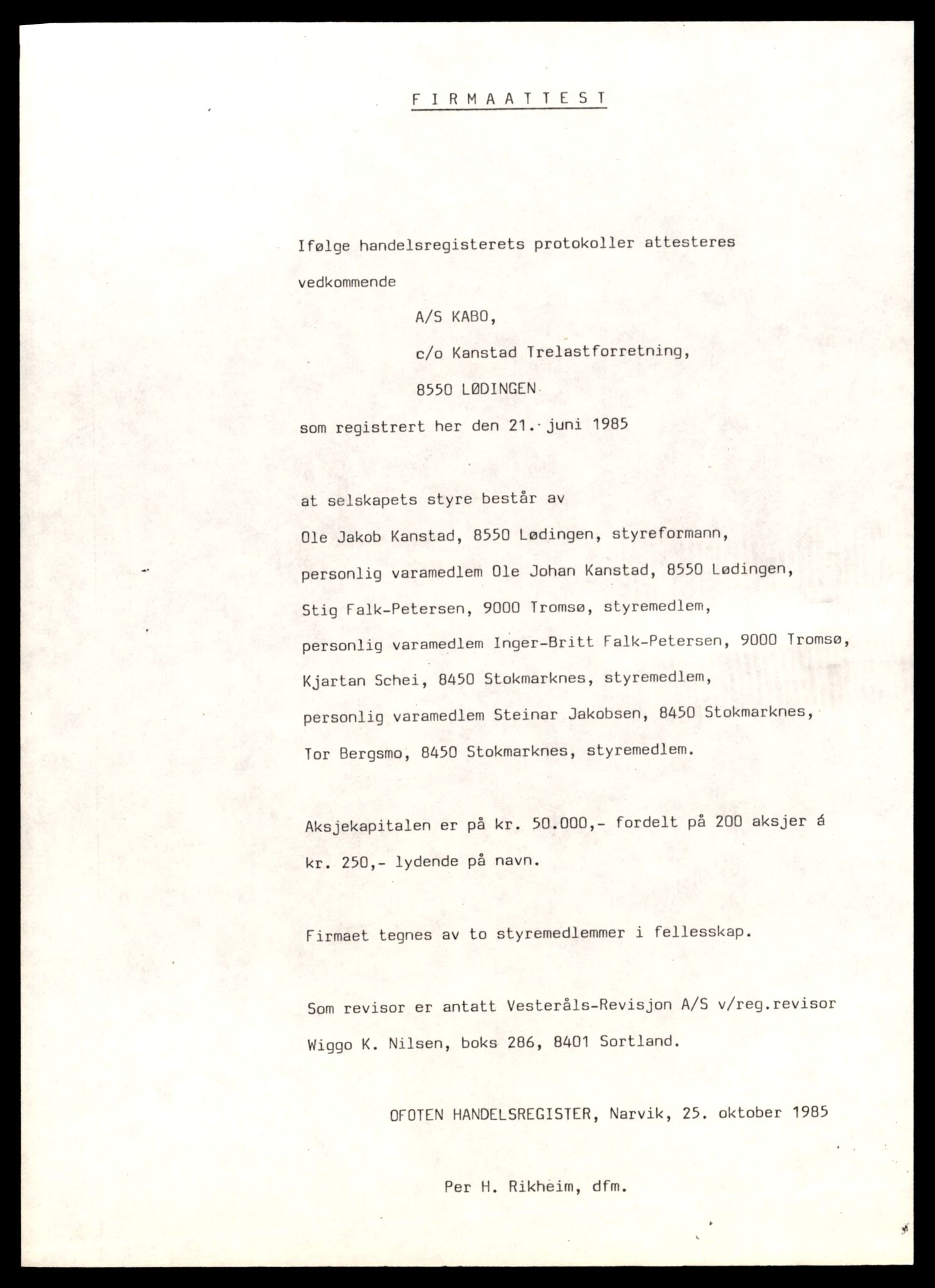 Steigen og Ofoten sorenskriveri, SAT/A-0030/3/J/Jd/Jde/L0009: Bilag, aksjeselskap, K-M, 1944-1990, p. 3