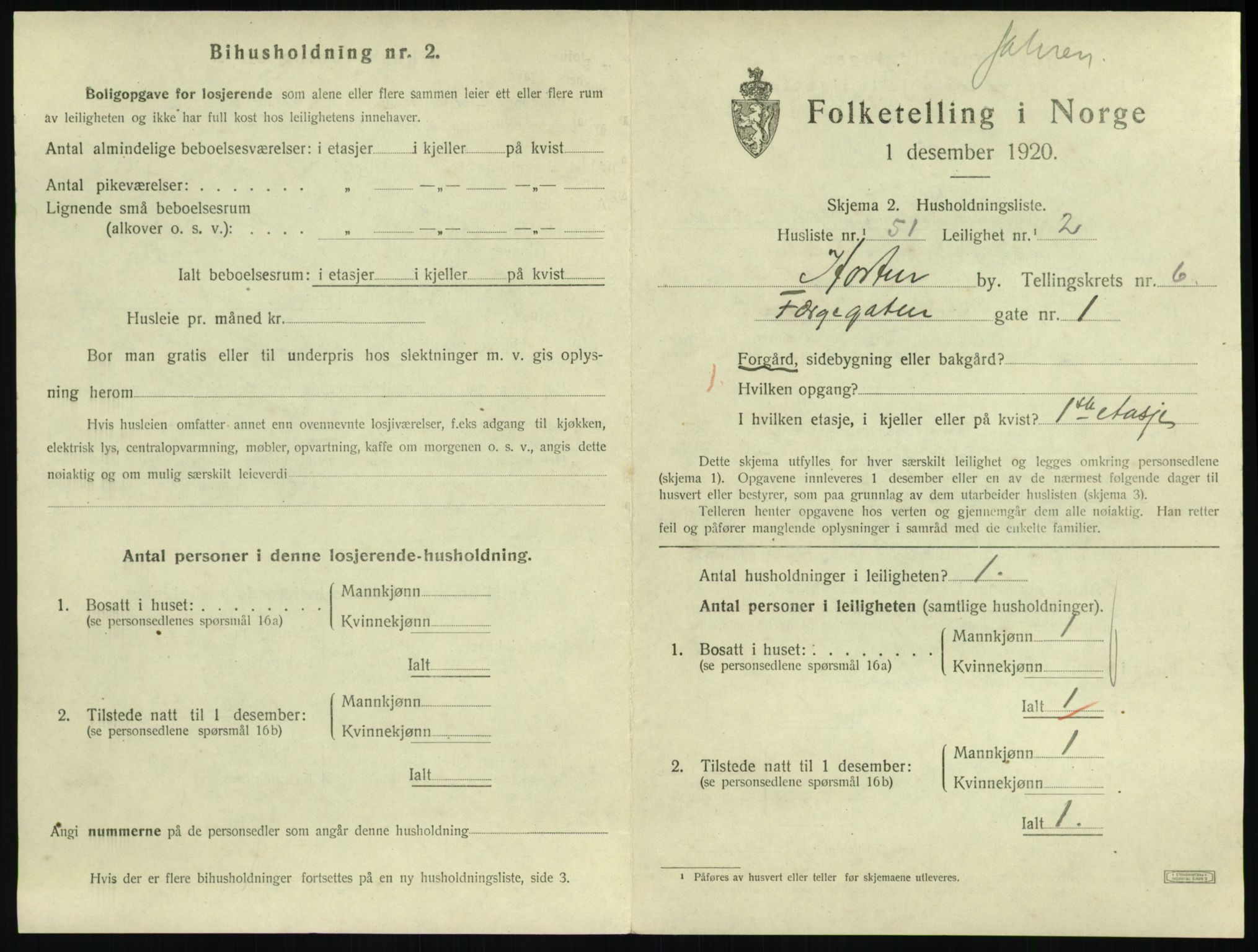 SAKO, 1920 census for Horten, 1920, p. 6549