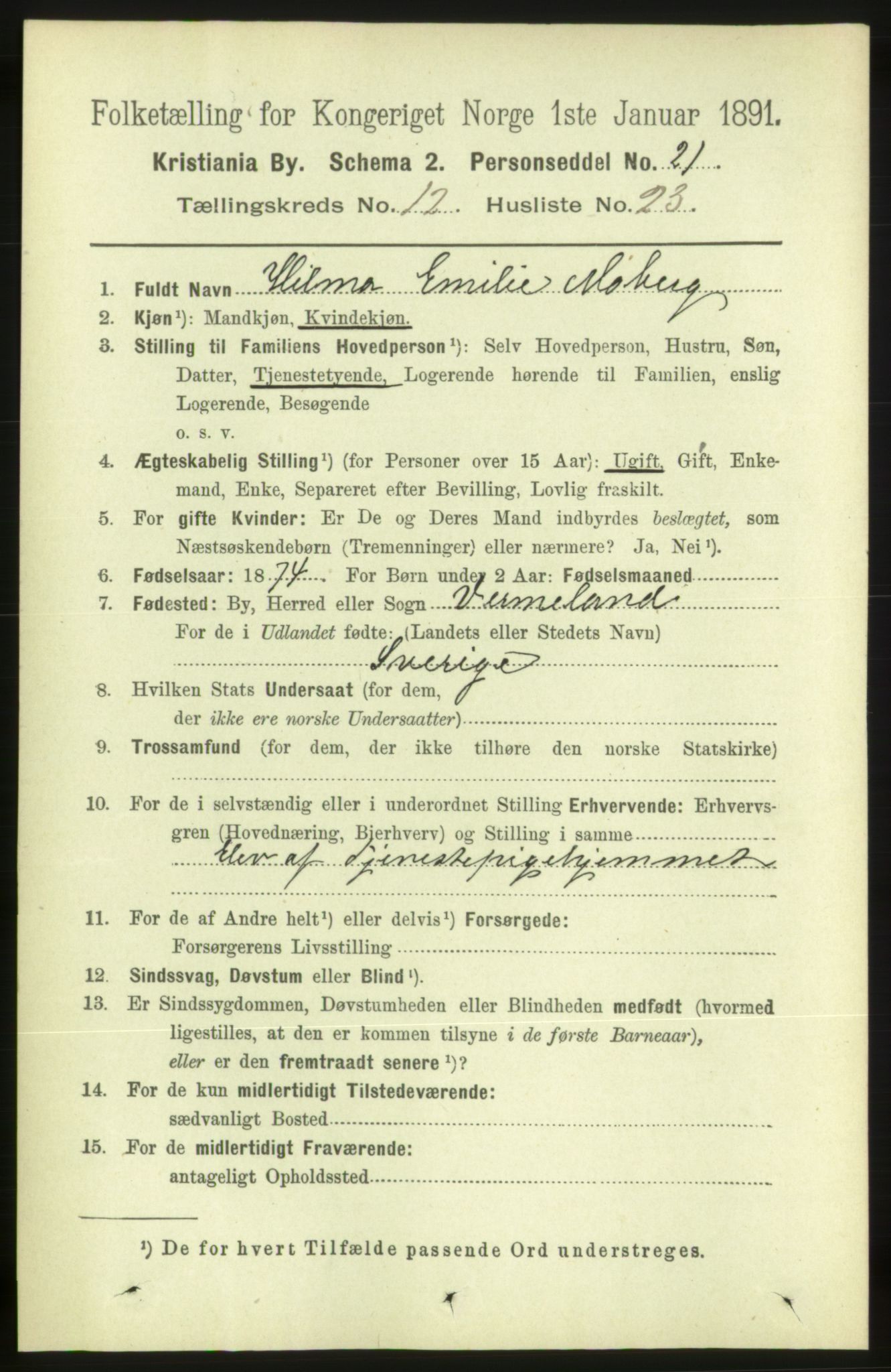 RA, 1891 census for 0301 Kristiania, 1891, p. 5896
