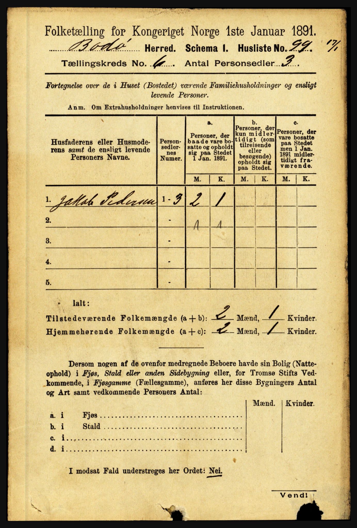 RA, 1891 census for 1843 Bodø, 1891, p. 3928