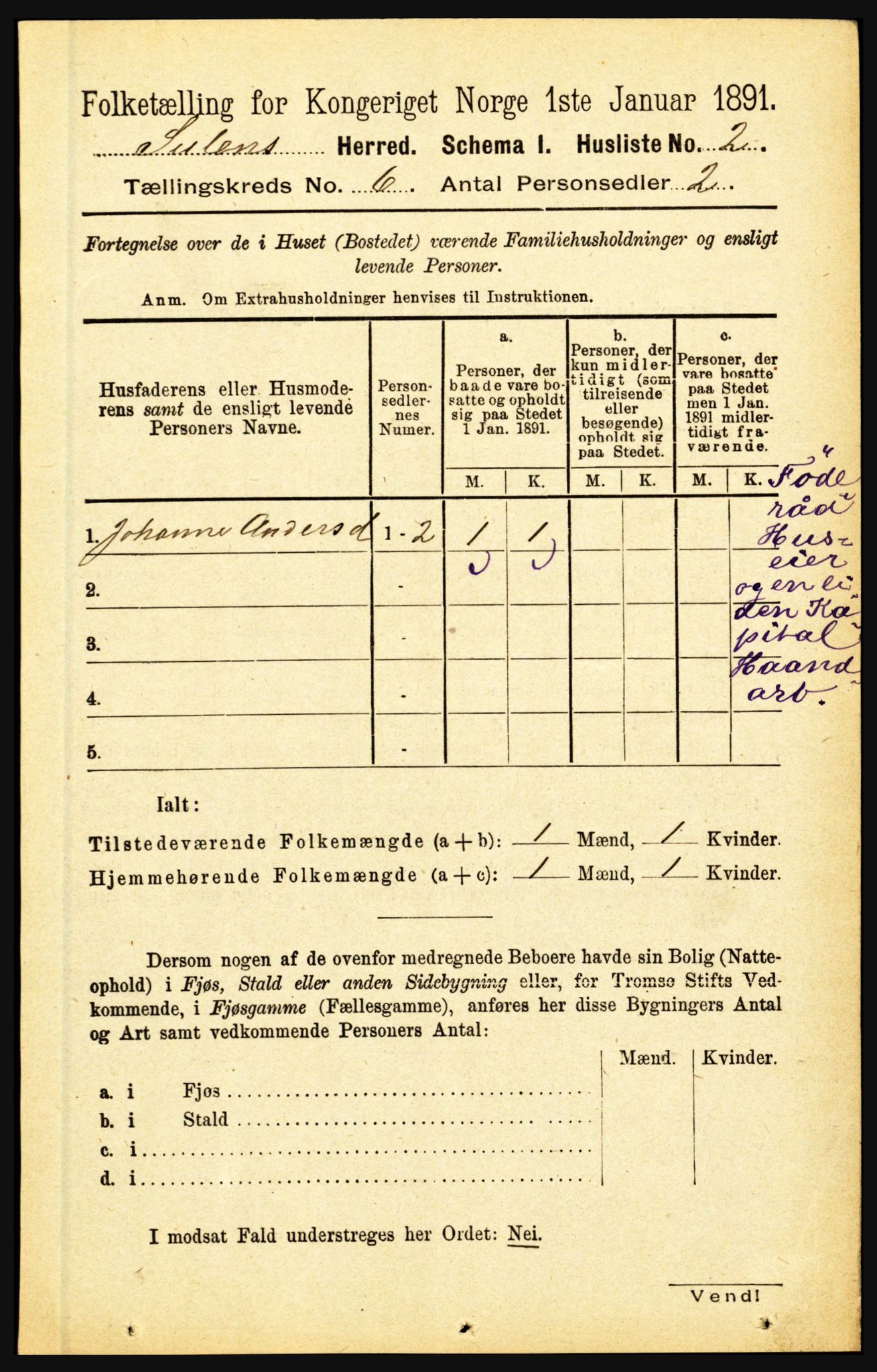 RA, 1891 census for 1412 Solund, 1891, p. 1954