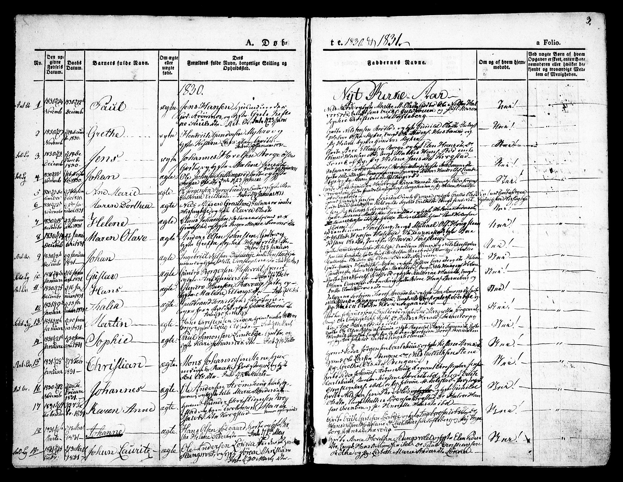 Råde prestekontor kirkebøker, AV/SAO-A-2009/F/Fa/L0005: Parish register (official) no. 5, 1830-1853, p. 3