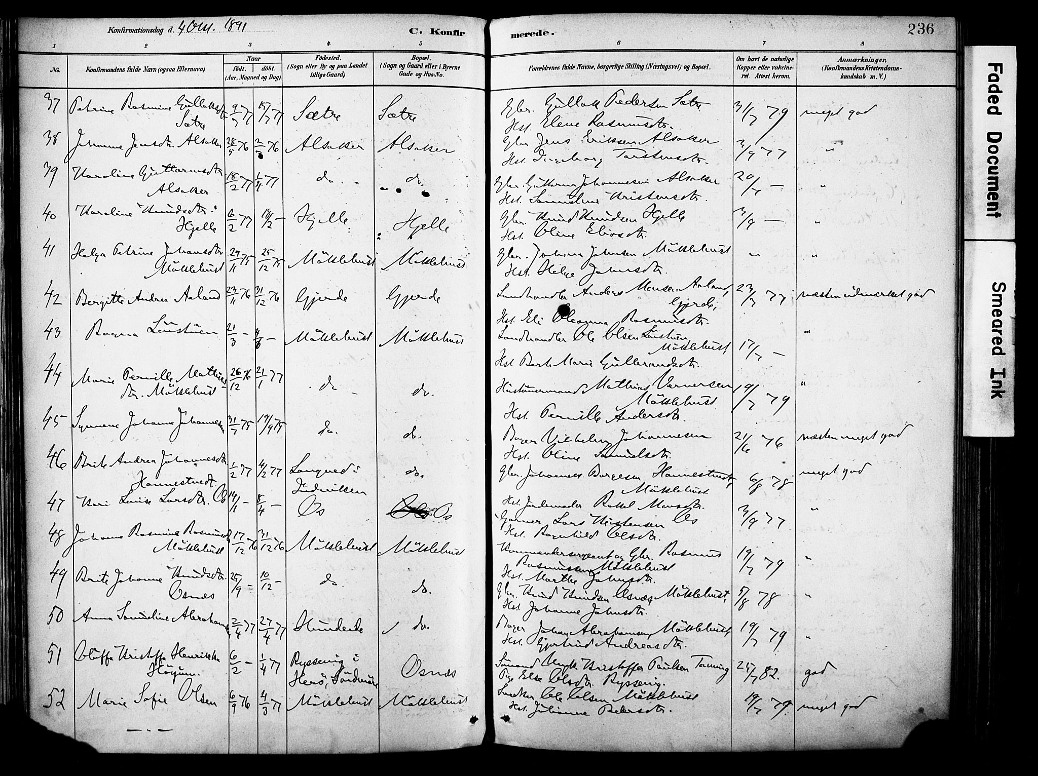 Eid sokneprestembete, AV/SAB-A-82301/H/Haa/Haab/L0001: Parish register (official) no. B 1, 1879-1906, p. 236