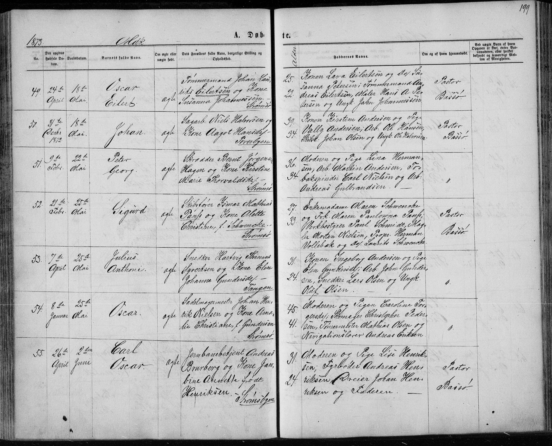 Strømsø kirkebøker, SAKO/A-246/F/Fa/L0016: Parish register (official) no. I 16, 1868-1873, p. 199