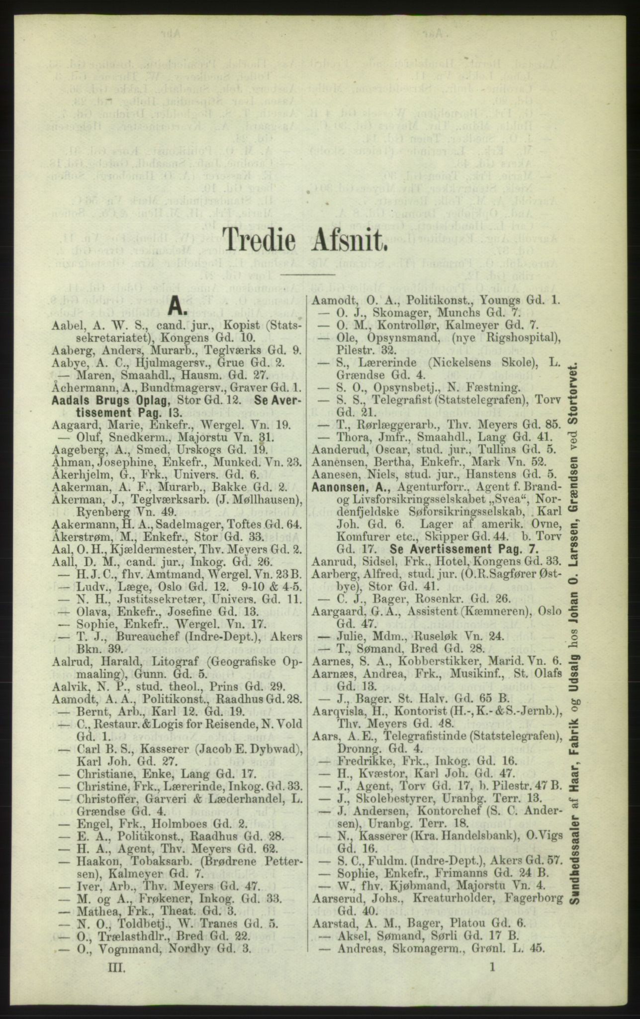 Kristiania/Oslo adressebok, PUBL/-, 1882, p. 1