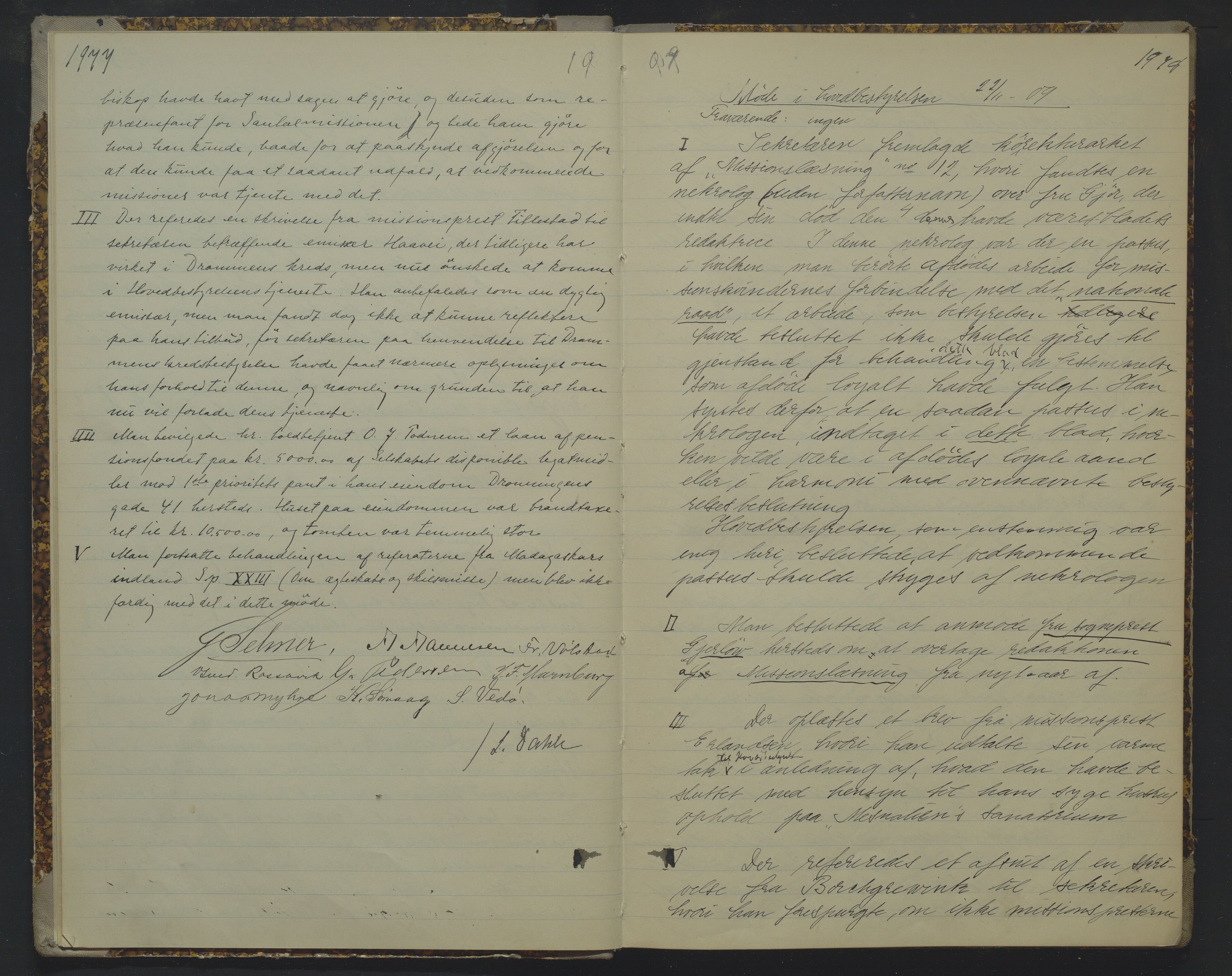 Det Norske Misjonsselskap - hovedadministrasjonen, VID/MA-A-1045/D/Da/Daa/L0019: Styreprotokoll nr. XIII, 25. oktober 1909 - 29. januar 1912, 1909-1912, p. 1977-1978