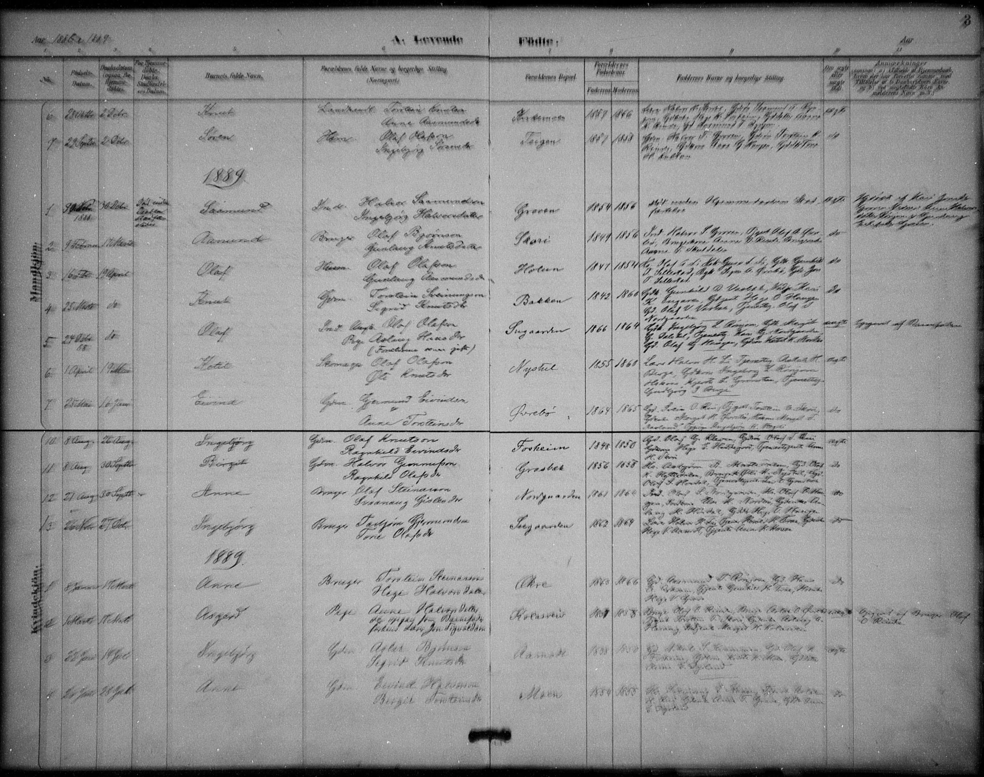 Seljord kirkebøker, AV/SAKO-A-20/F/Fc/L0002: Parish register (official) no. III 2, 1887-1920, p. 3