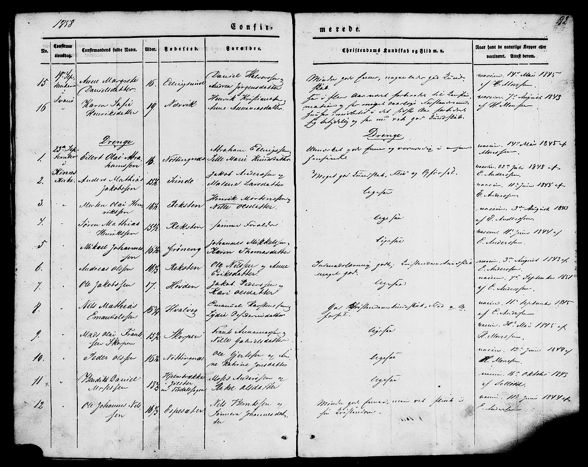 Kinn sokneprestembete, SAB/A-80801/H/Haa/Haaa/L0007: Parish register (official) no. A 7, 1841-1858, p. 92