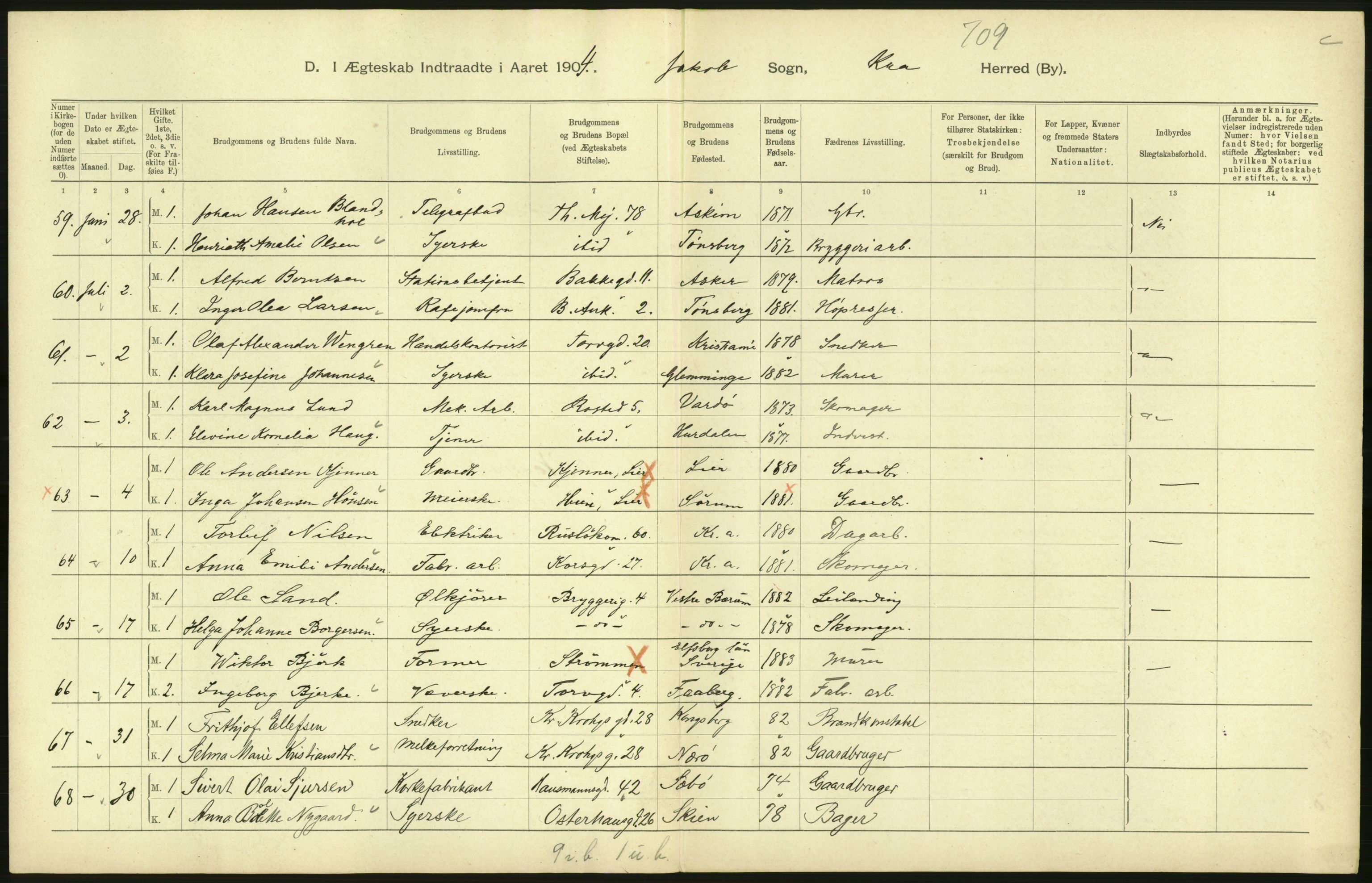 Statistisk sentralbyrå, Sosiodemografiske emner, Befolkning, AV/RA-S-2228/D/Df/Dfa/Dfab/L0004: Kristiania: Gifte, døde, 1904, p. 174