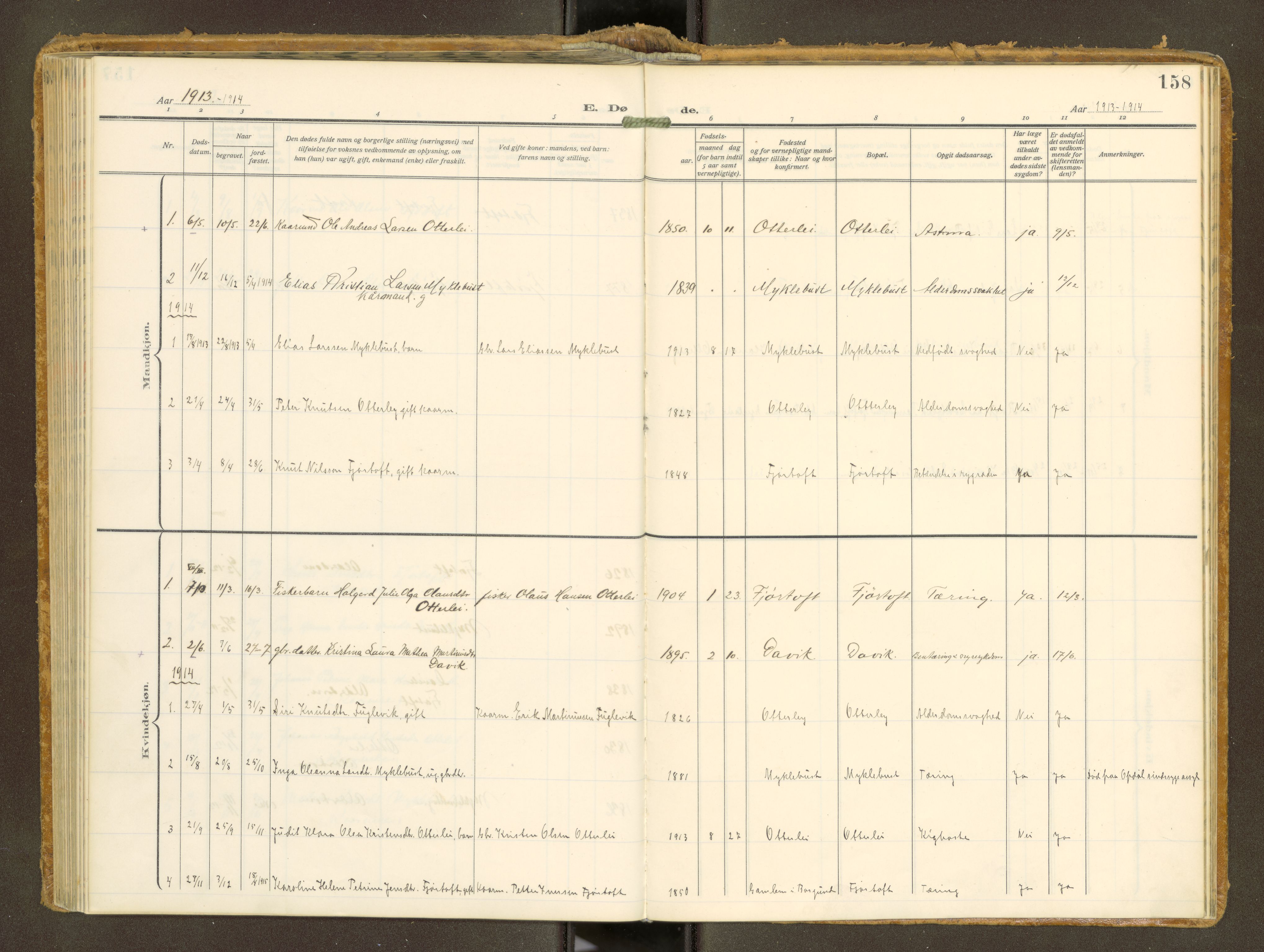 Ministerialprotokoller, klokkerbøker og fødselsregistre - Møre og Romsdal, AV/SAT-A-1454/538/L0528: Parish register (official) no. 538A--, 1911-1935, p. 158