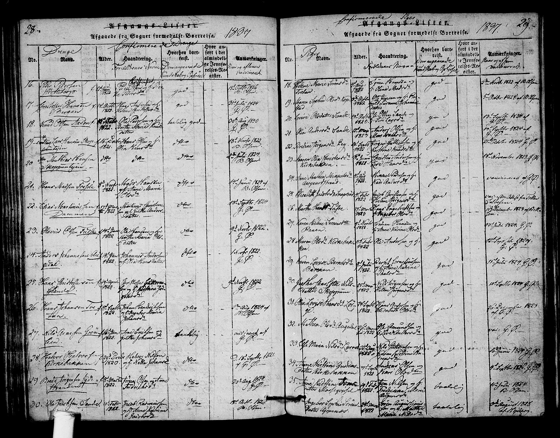Borre kirkebøker, SAKO/A-338/F/Fa/L0004: Parish register (official) no. I 4, 1815-1845, p. 28-29