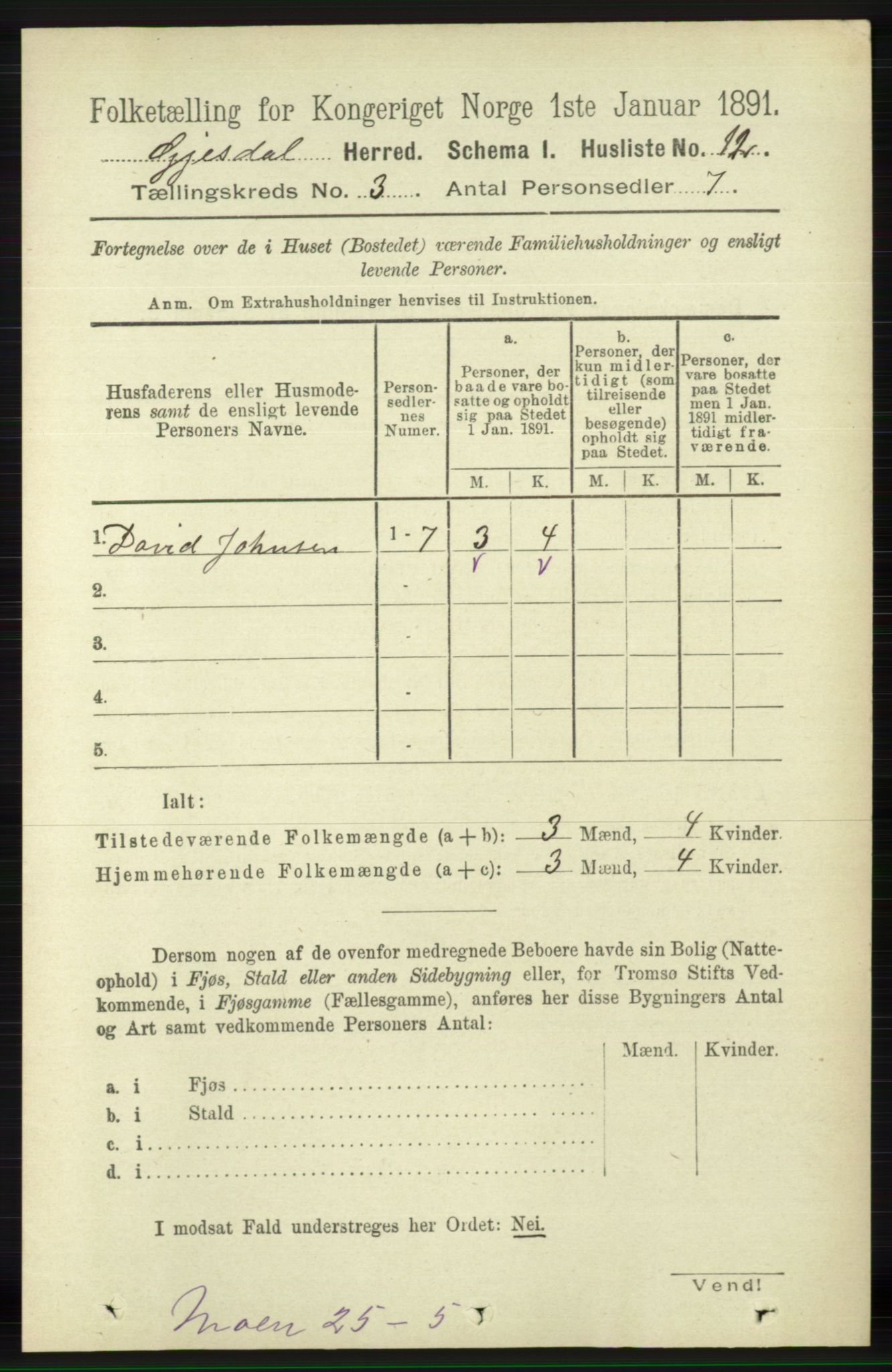 RA, 1891 census for 1122 Gjesdal, 1891, p. 695