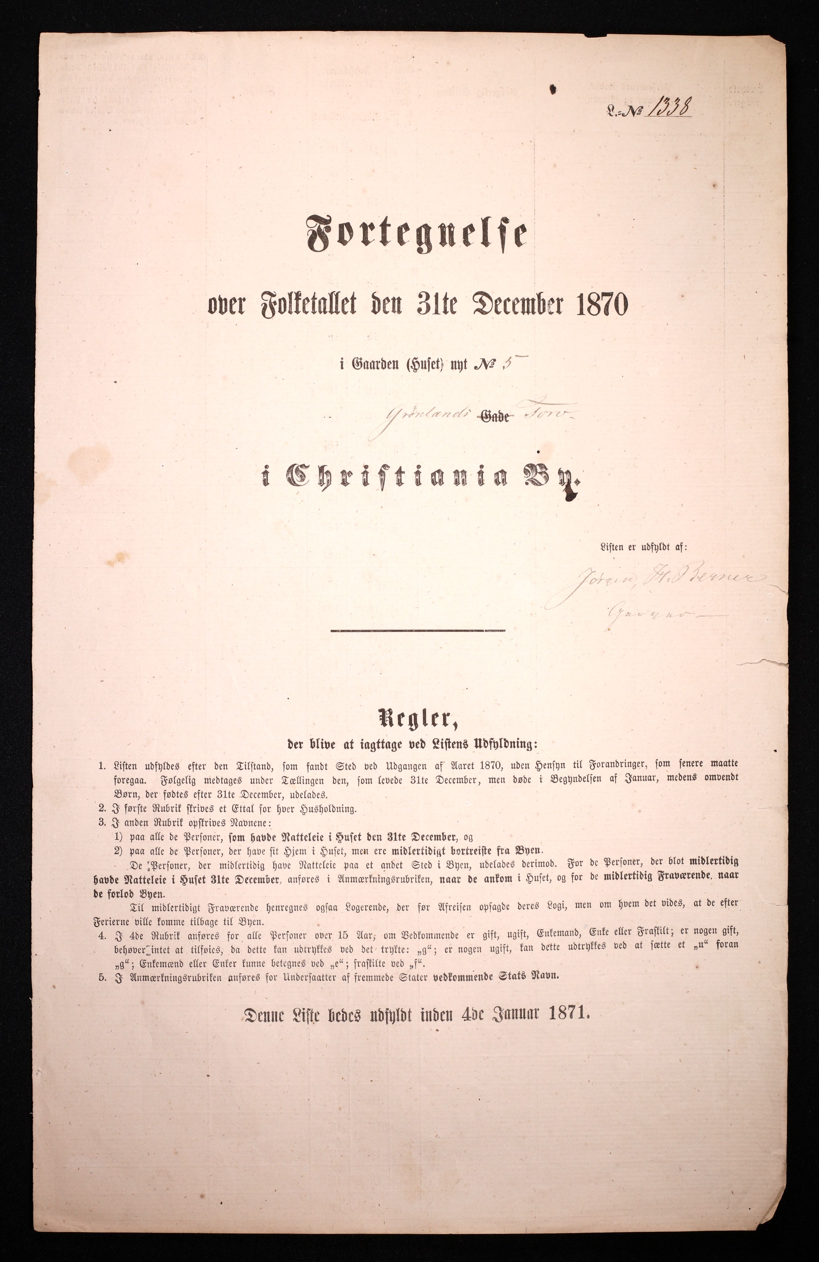 RA, 1870 census for 0301 Kristiania, 1870, p. 1136