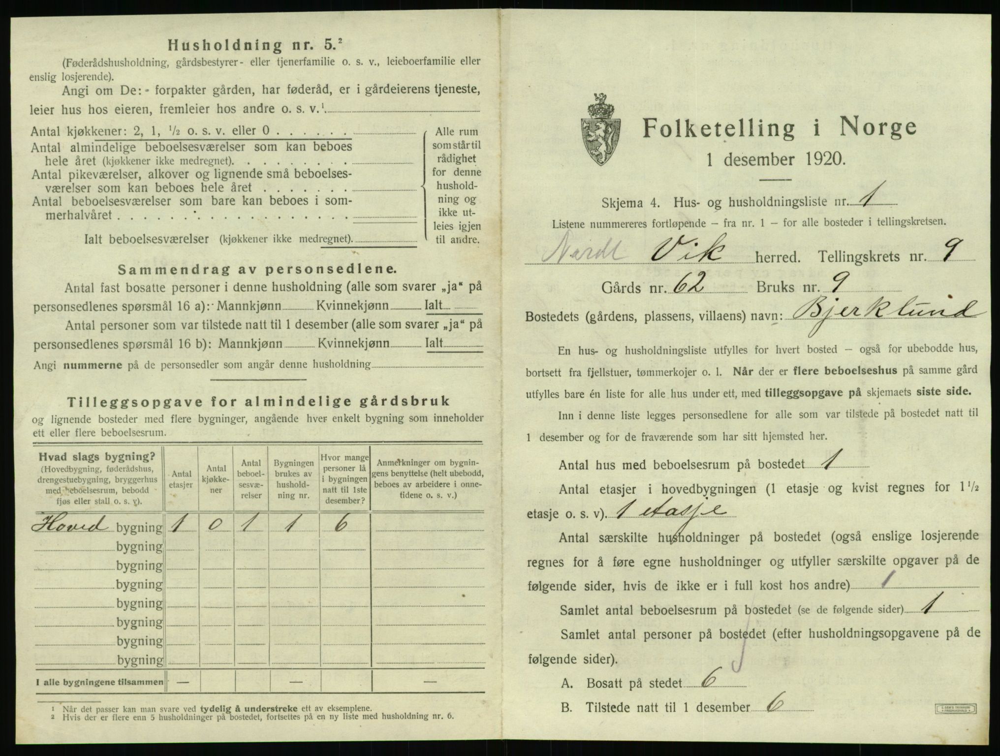 SAT, 1920 census for Vik, 1920, p. 859