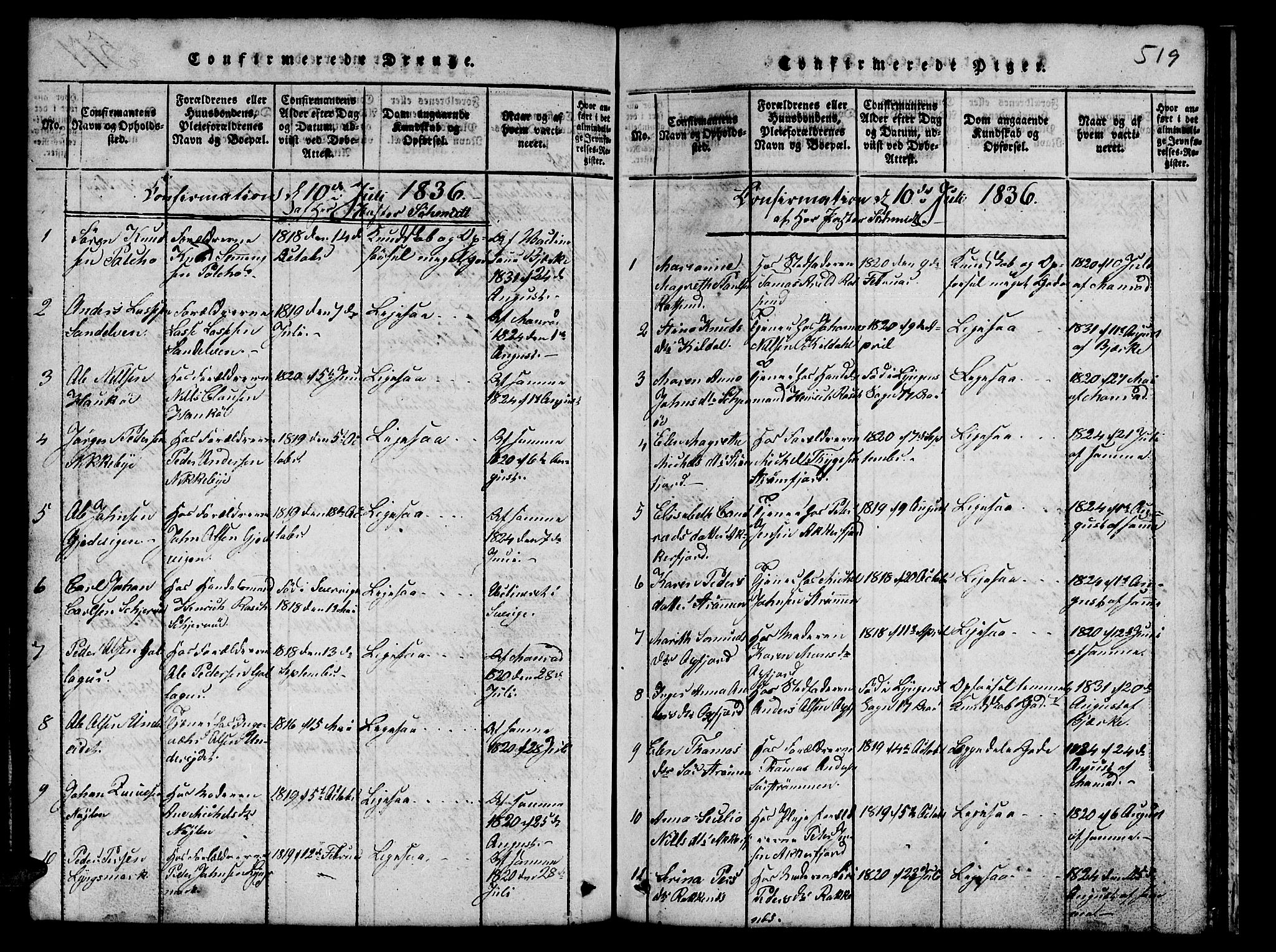 Skjervøy sokneprestkontor, SATØ/S-1300/H/Ha/Hab/L0001klokker: Parish register (copy) no. 1, 1825-1838, p. 518-519