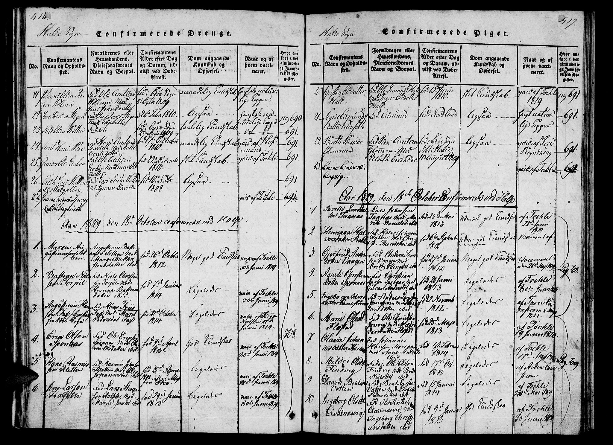 Ministerialprotokoller, klokkerbøker og fødselsregistre - Møre og Romsdal, AV/SAT-A-1454/592/L1023: Parish register (official) no. 592A02, 1820-1830, p. 516-517