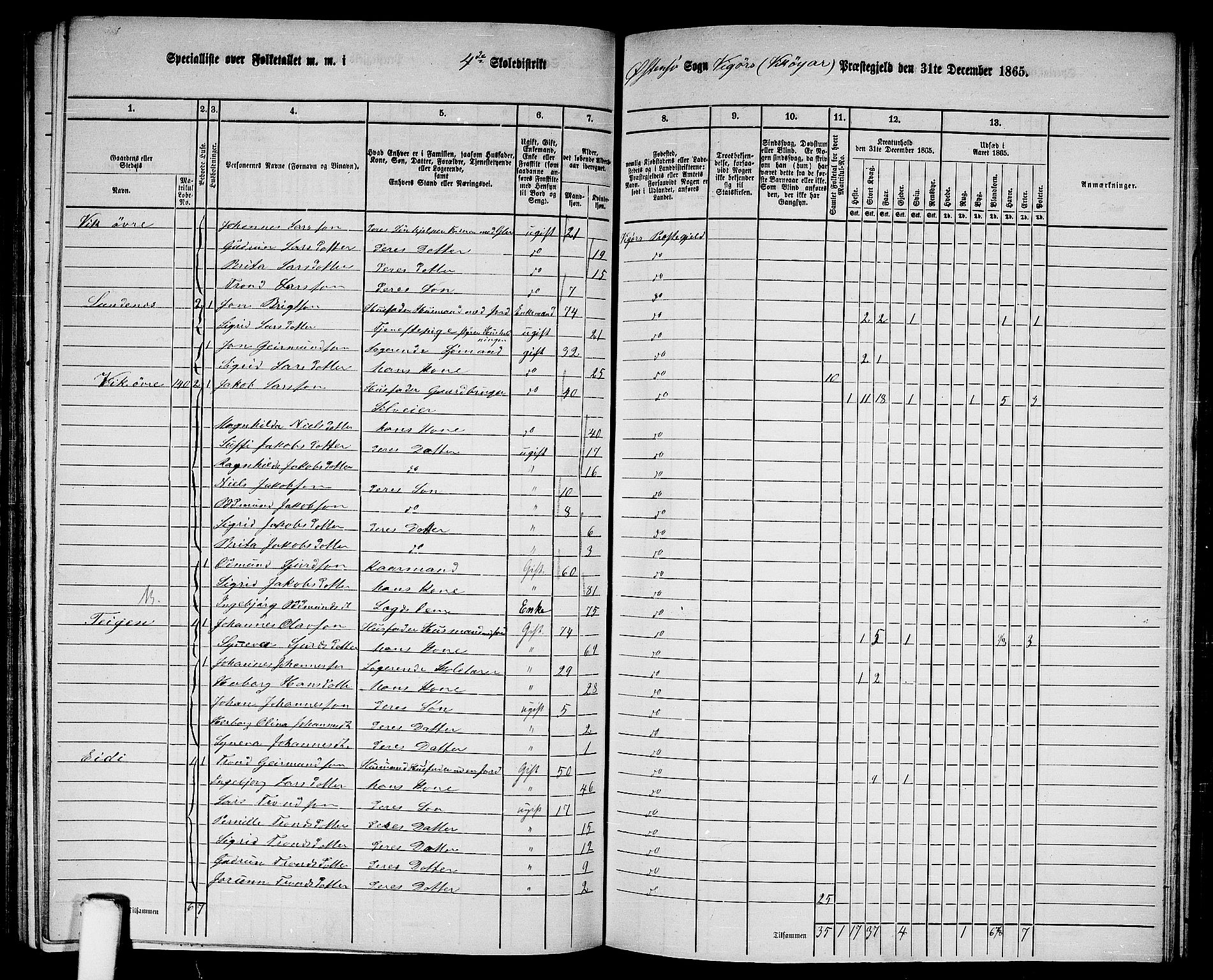 RA, 1865 census for Vikør, 1865, p. 64