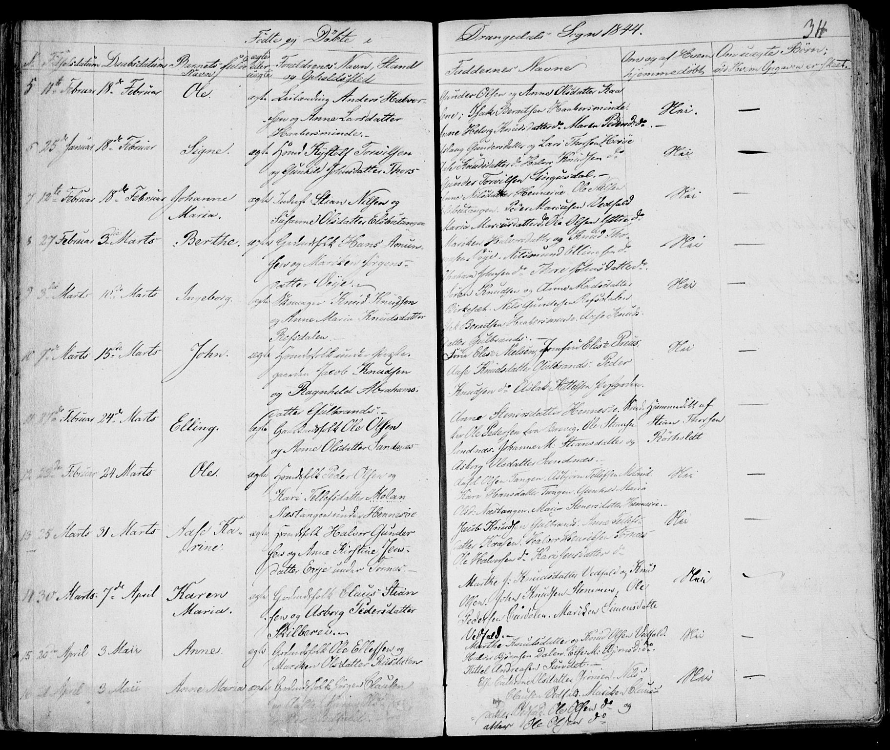 Drangedal kirkebøker, AV/SAKO-A-258/F/Fa/L0007a: Parish register (official) no. 7a, 1837-1856, p. 34