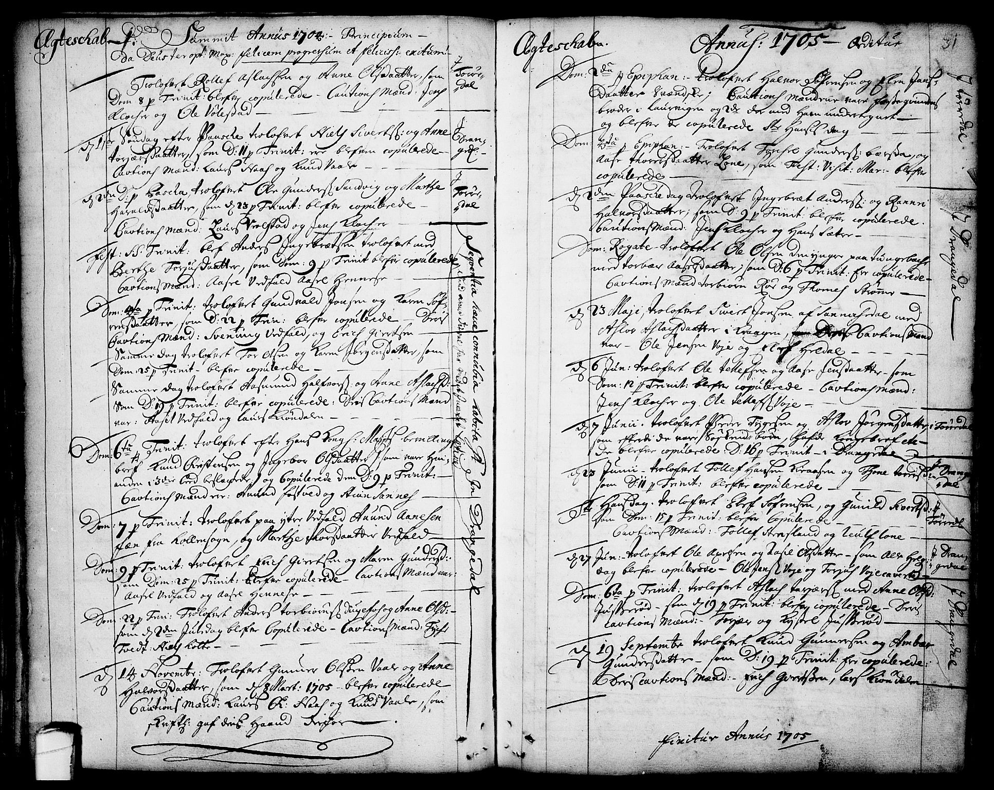 Drangedal kirkebøker, SAKO/A-258/F/Fa/L0001: Parish register (official) no. 1, 1697-1767, p. 31